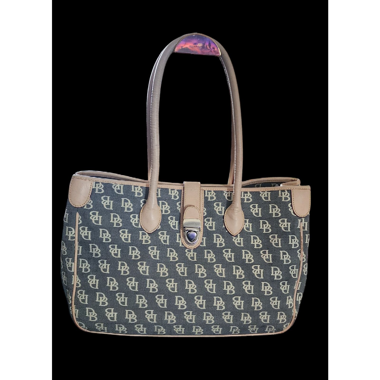 Dooney & Bourke Vintage Dooney & Bourke Monogram Canvas Tote Leather Trim Size ONE SIZE - 1 Thumbnail