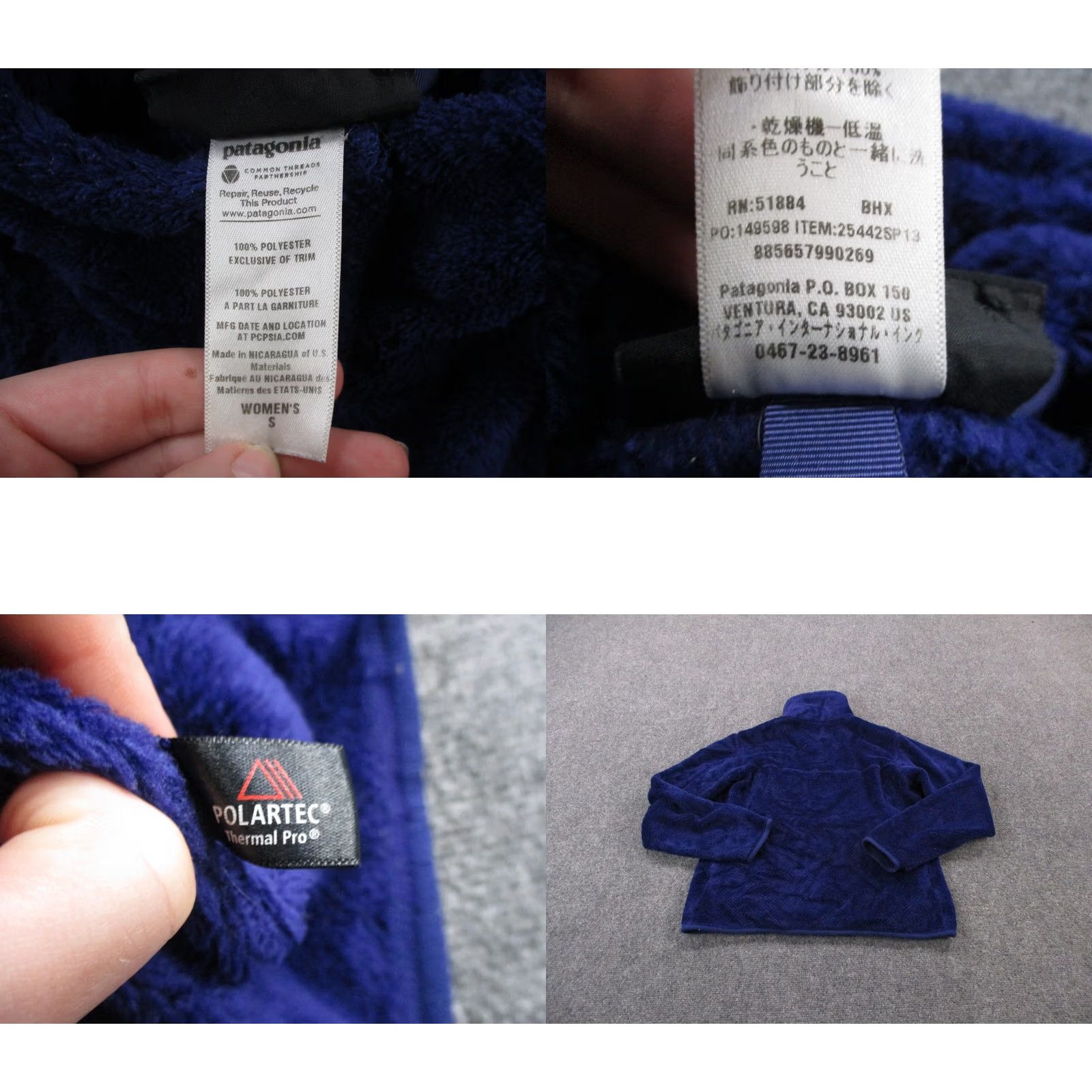 Patagonia Keywords: "Patagonia," "Jacket," "Women," "S," "Blue," "Polartec," "Outdoor," "Hiking," and "Camping" are all present relevant Size S / US 4 / IT 40 - 8 Thumbnail
