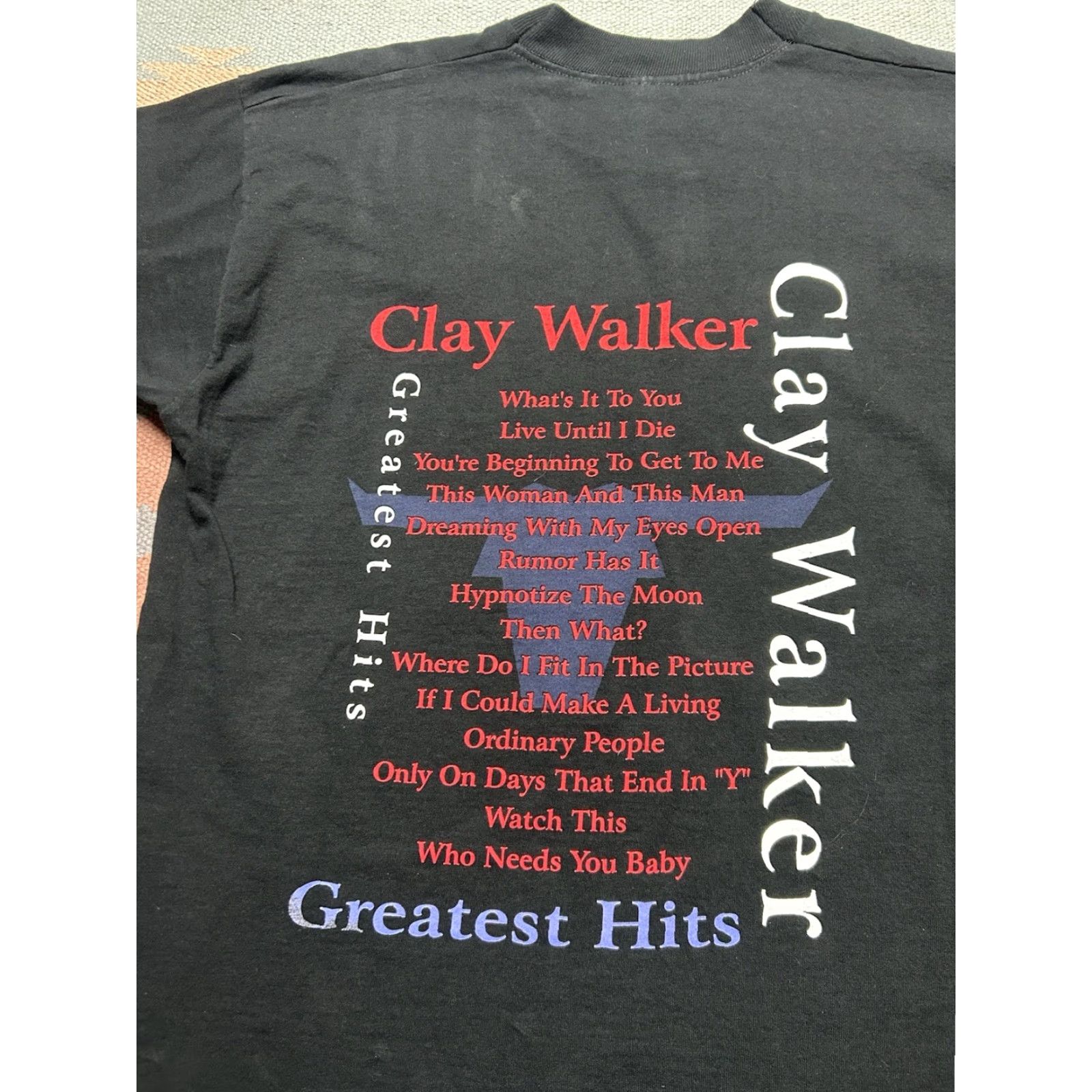 Fruit Of The Loom VINTAGE Clay Walker Ordinary People country music band XL T-Shirt Men Black Graphic 90s XL Shirts Size US XL / EU 56 / 4 - 6 Thumbnail