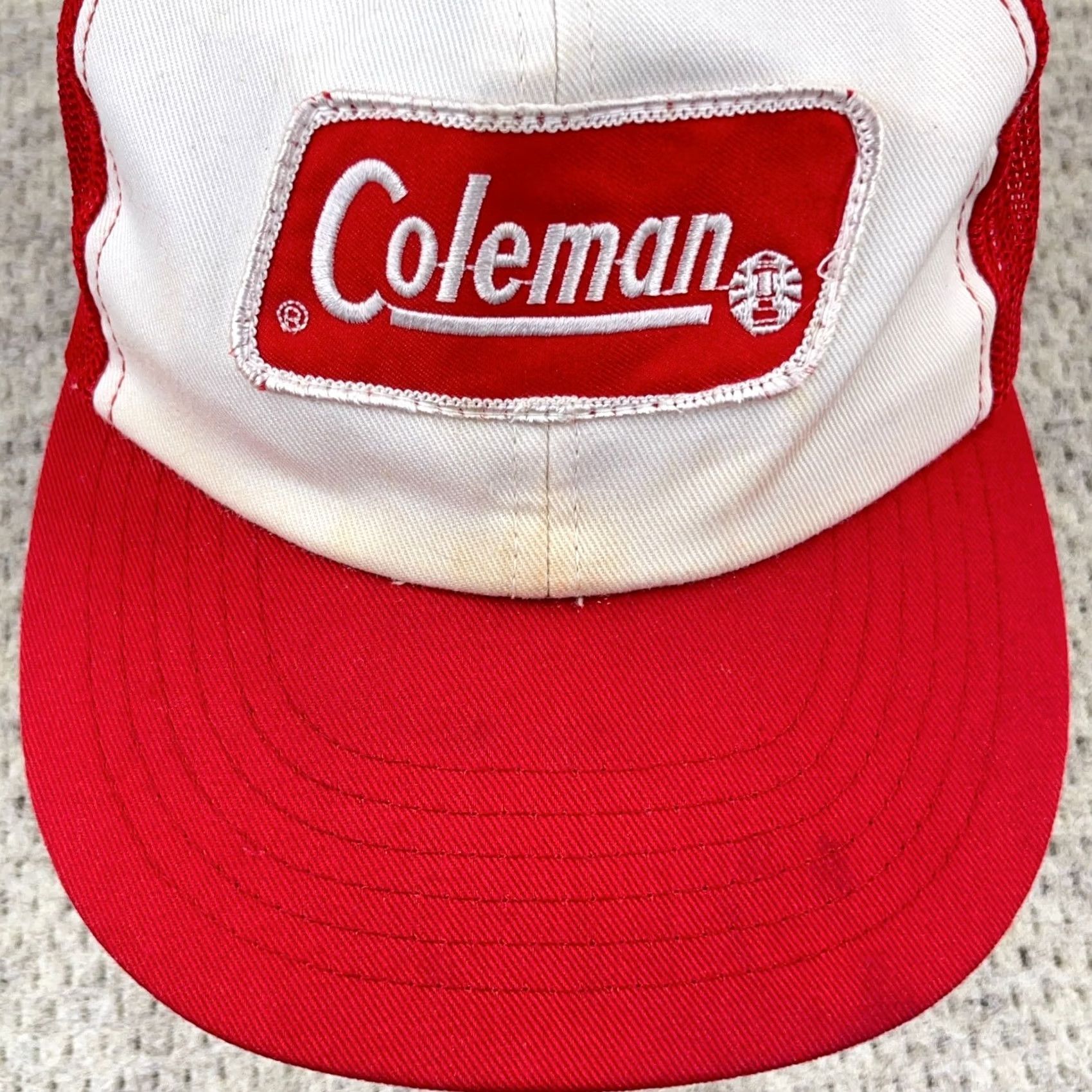 Vintage Vintage Coleman 80s/90s Trucker Hat Cap Snapback Patch Red White Camp Lantern - Adjustable - Classic Outdoor Size ONE SIZE - 2 Thumbnail