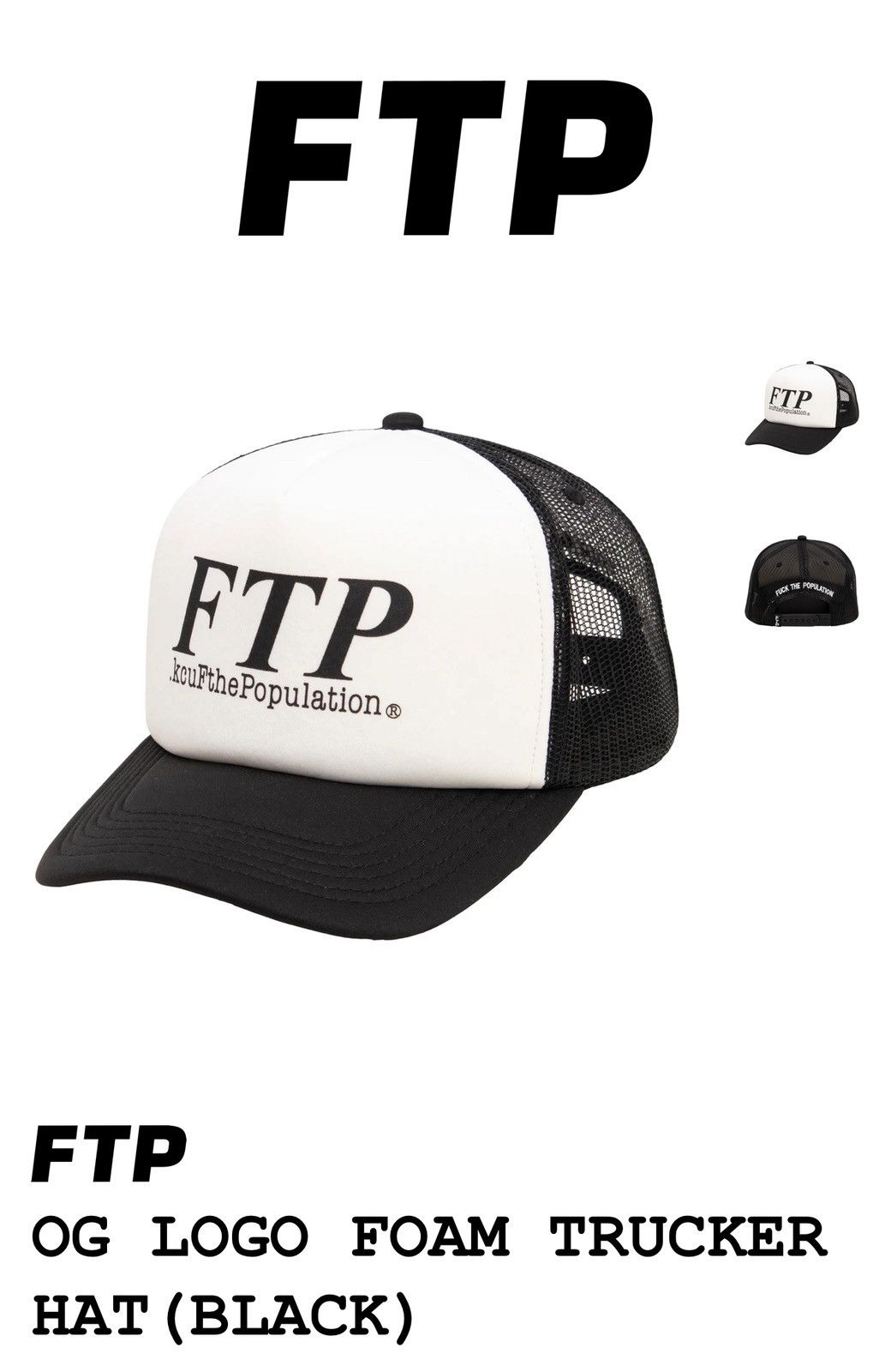 Fuck The Population FTP OG logo trucker snap back Size ONE SIZE - 5 Thumbnail