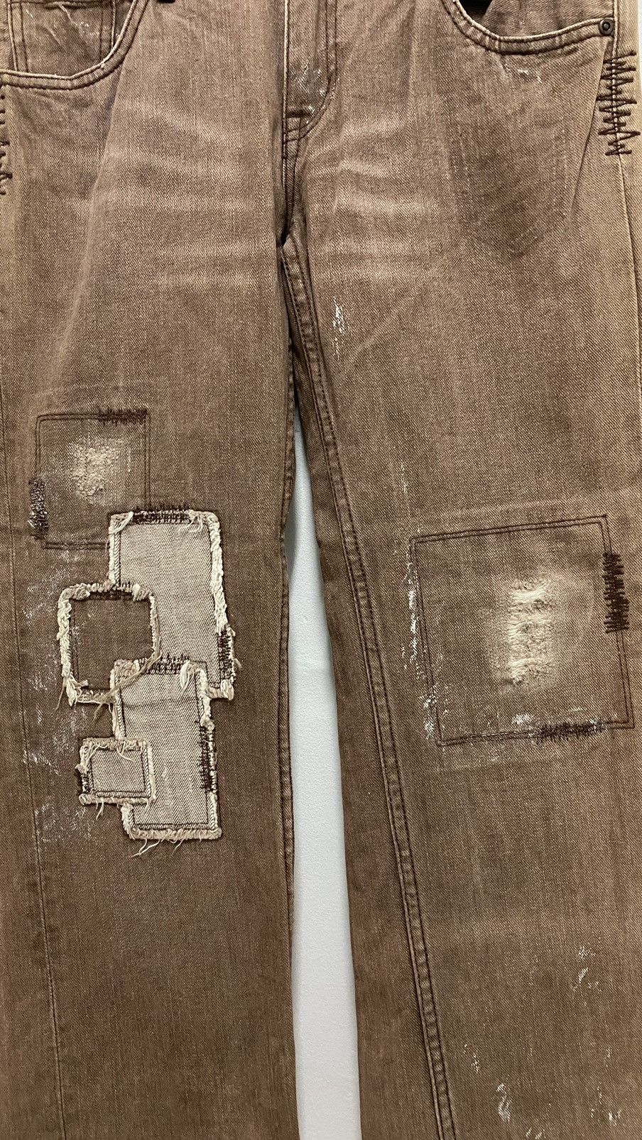 If Six Was Nine × Japanese Brand × Tornado Mart Distressed Denim Patchwork Chocolate Denim Jeans Size US 31 - 11 Thumbnail