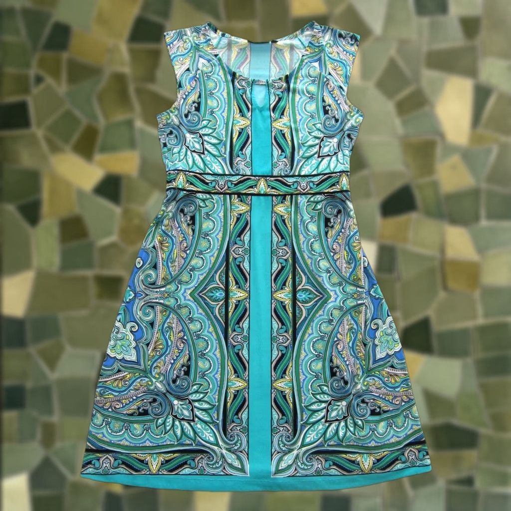 Apt. 9 Apt. 9 Green Yellow Black Floral Paisley Floral Cap Sleeve Sheath Shift Small Size ONE SIZE - 1 Thumbnail
