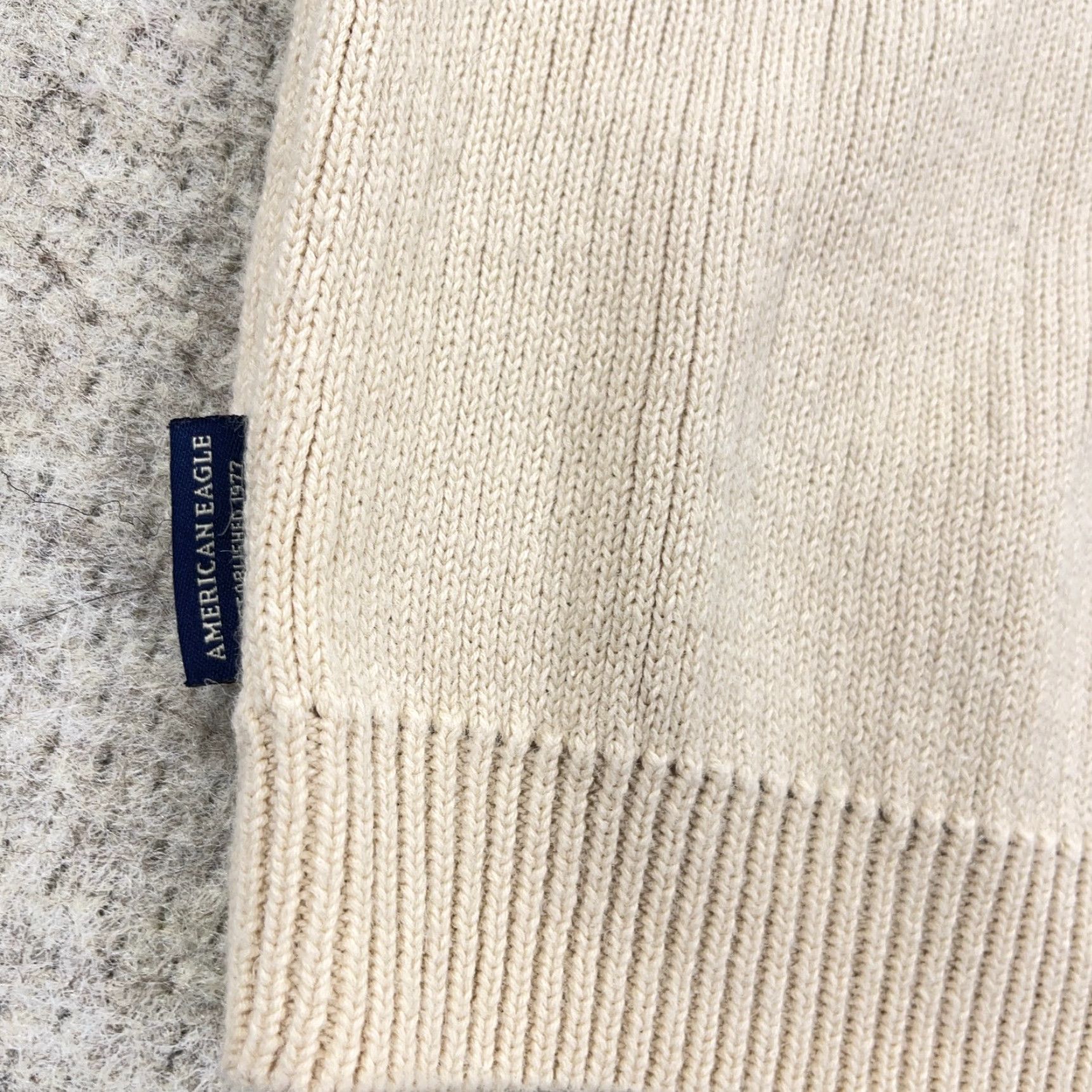American Eagle Outfitters Vintage American Eagle Outfitters Sweater Men M Cream White Chunky Knit Stripe Size US M / EU 48-50 / 2 - 7 Thumbnail