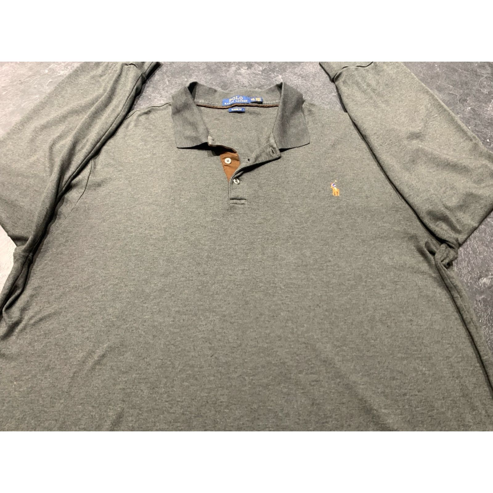Polo Ralph Lauren VINTAGE Polo Ralph Lauren Polo Shirt Long Sleeve Men 2XL Gray Classic Fit Size US XXL / EU 58 / 5 - 2 Thumbnail