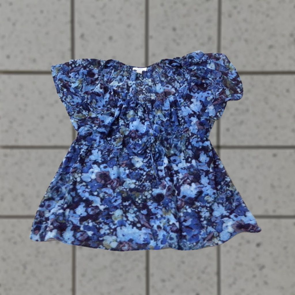 Ann Taylor Ann Taylor Blouse Shirt Womens Medium M Blue Black Size M / US 6-8 / IT 42-44 - 1 Thumbnail