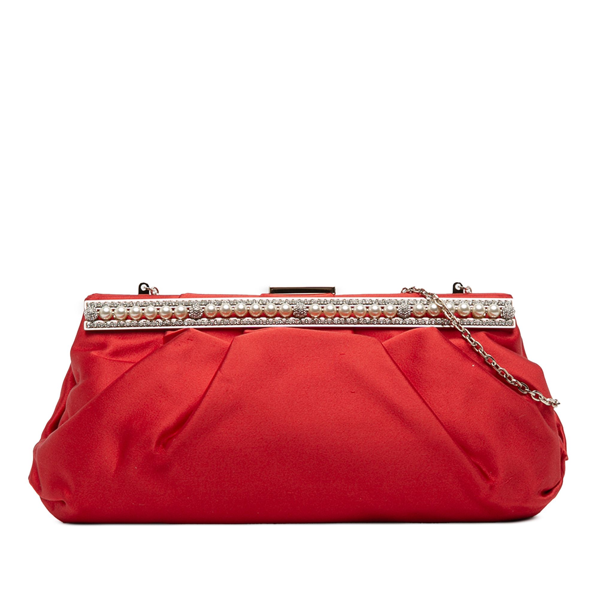 Valentino Valentino Satin Pearl Embellished Frame Clutch on Chain Size ONE SIZE - 1 Thumbnail