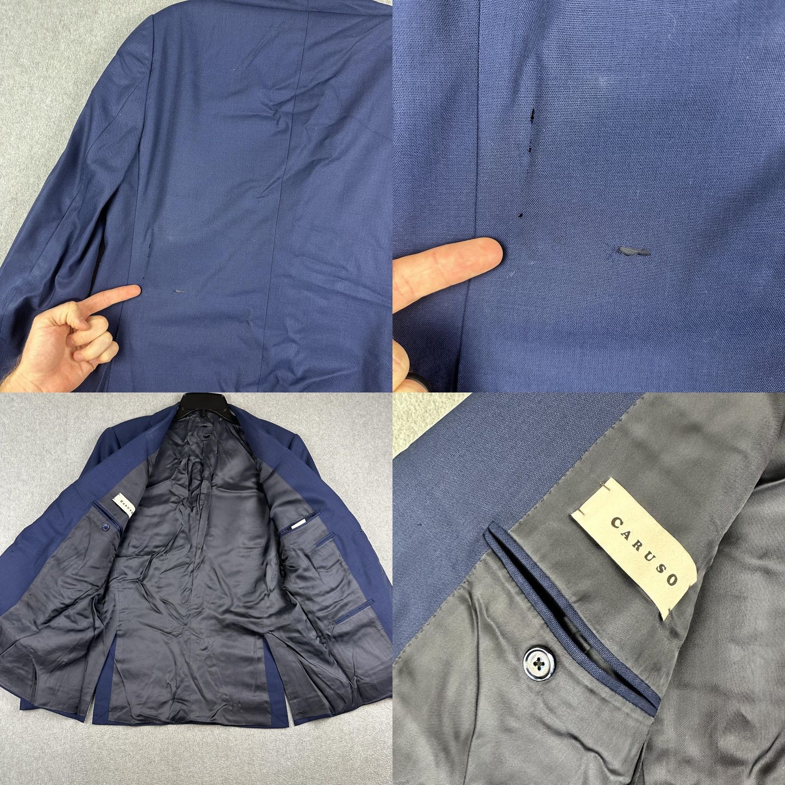 Caruso Caruso Suit Jacket Mens 40R Wool Blue Notch Two-Button Single-Breasted Italy READ Size 40R - 8 Thumbnail