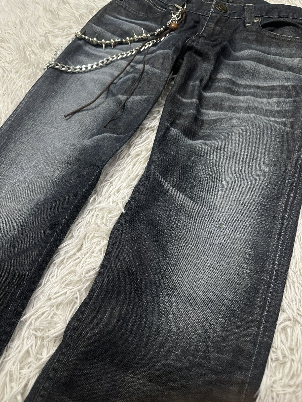 If Six Was Nine rare 00s japanese brand back number waxed denim jeans Size US 32 / EU 48 - 5 Thumbnail