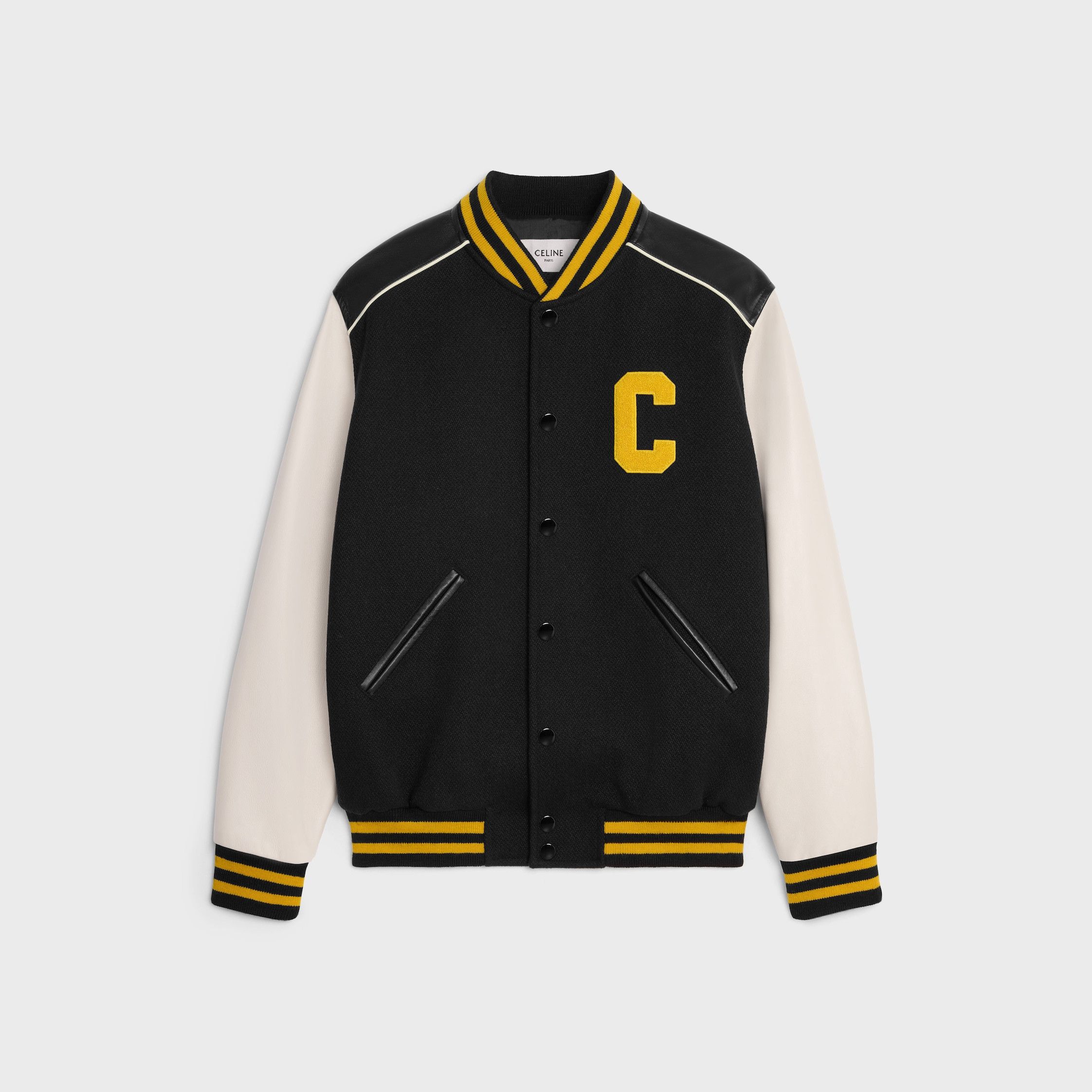 Celine CLASSIC TEDDY JACKET IN TEXTURED WOOL black/white/yellow_ Size US XL / EU 56 / 4 - 1 Thumbnail