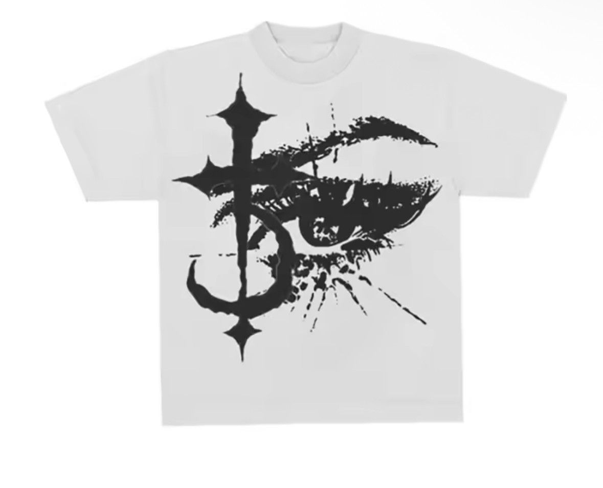 Y2K Harajuku Vintage Gothic Cross Eye Graphic White T-Shirt