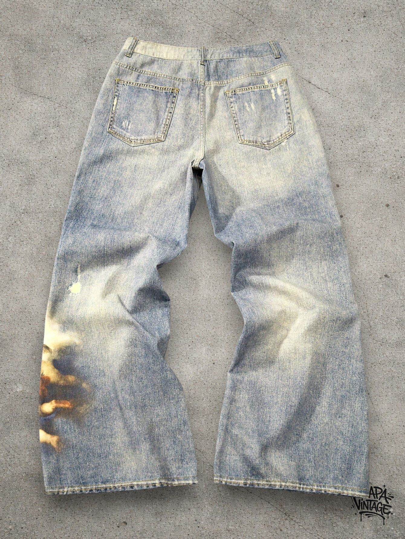 Vintage Washed angel print jeans Size US 32 / EU 48 - 2 Thumbnail