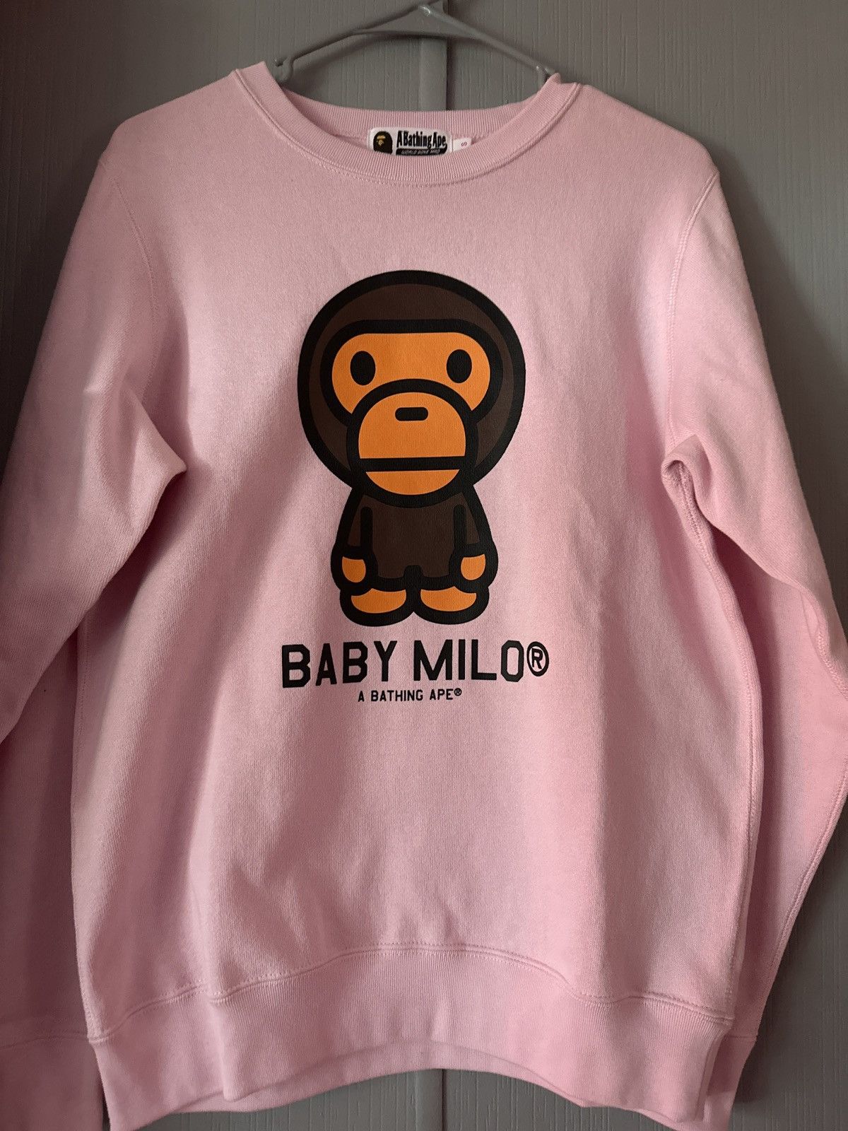 image of Bape Baby Milo Pink Crewneck, Women's (Size Small)