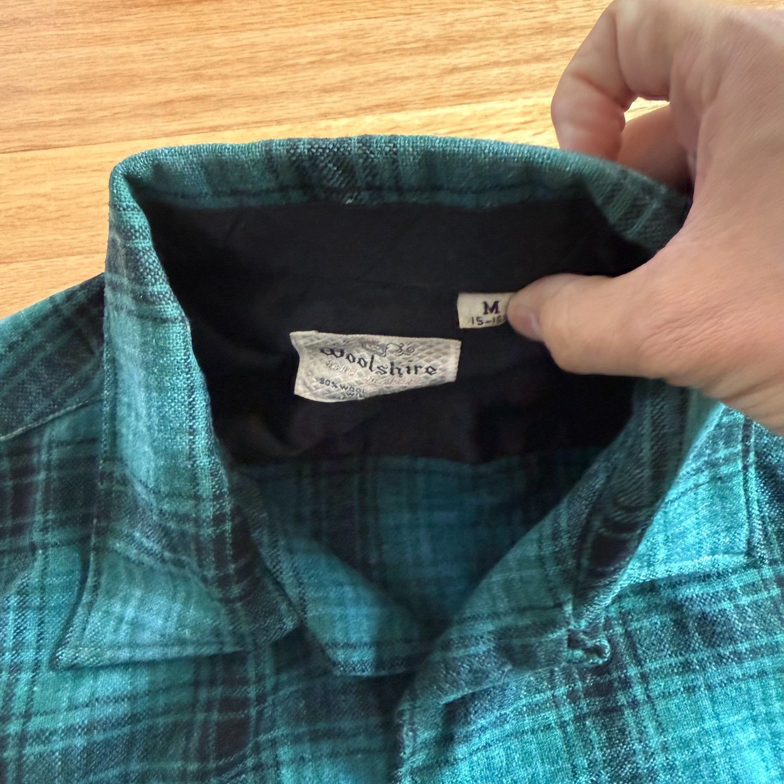 RRL Ralph Lauren Vintage 1970's Woolshire Teal Plaid Wool Flannel Size US M / EU 48-50 / 2 - 6 Thumbnail