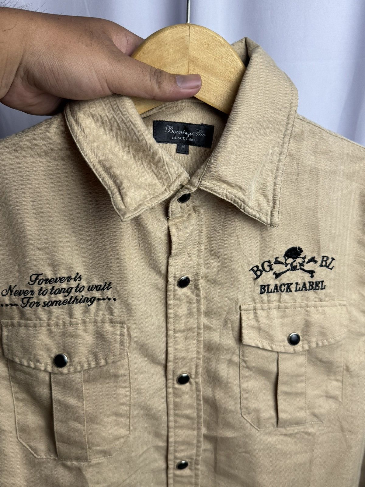 14th Addiction × GOSTAR DE FUGA × Japanese Brand Bernings Sho Shirt Button Japanese Skull Poem Size US M / EU 48-50 / 2 - 5 Thumbnail