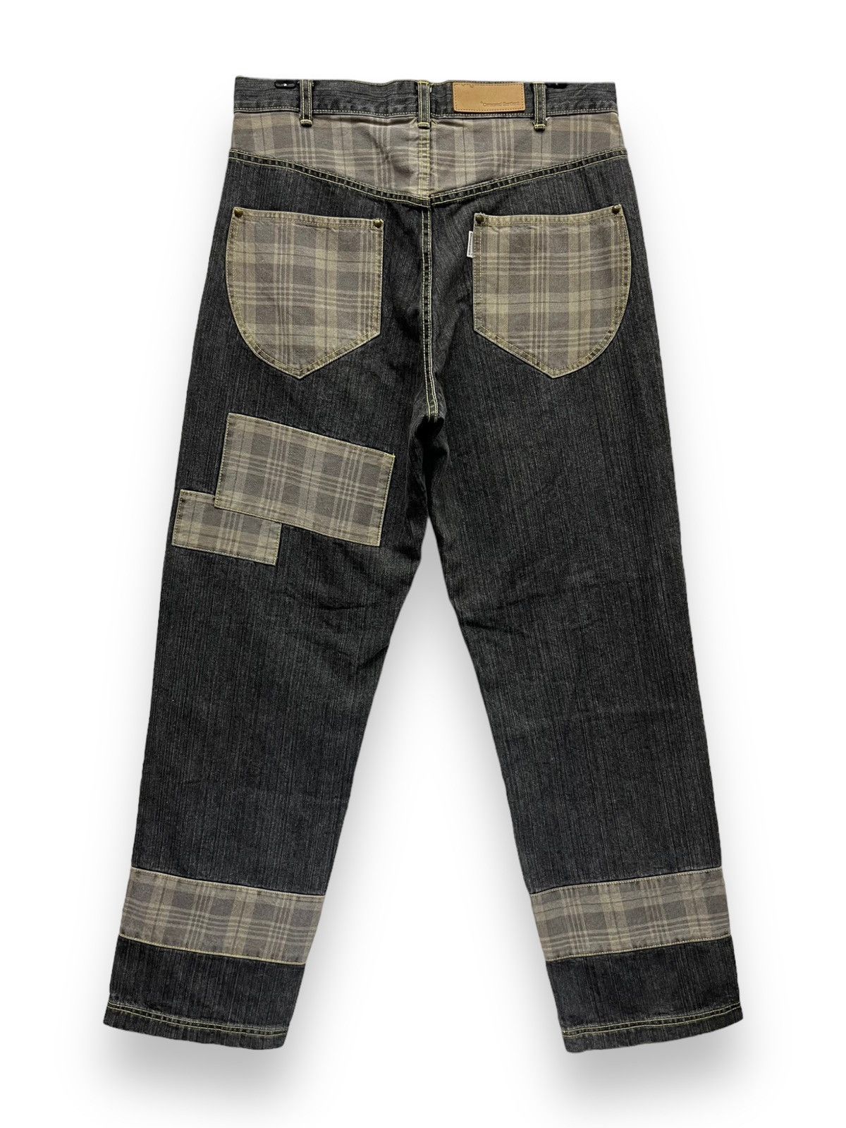 Japanese Brand HIPHOP BAGGY💥CENSORED SENTIENT Nova Check Patchwork Denim💥 Size US 32 / EU 48 - 7 Thumbnail