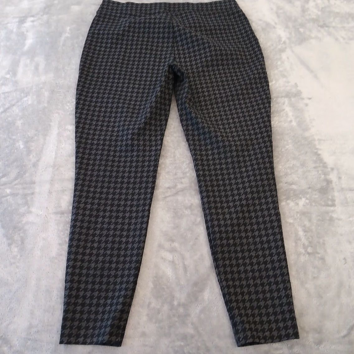 Vintage Maurices Ankle Pants Womens Large Black Gray Geometric Pull On Skinny 32x26 Regular MD 26 in Inseam Girls? Wait. Size 36" / US 14 / IT 50 - 6 Thumbnail