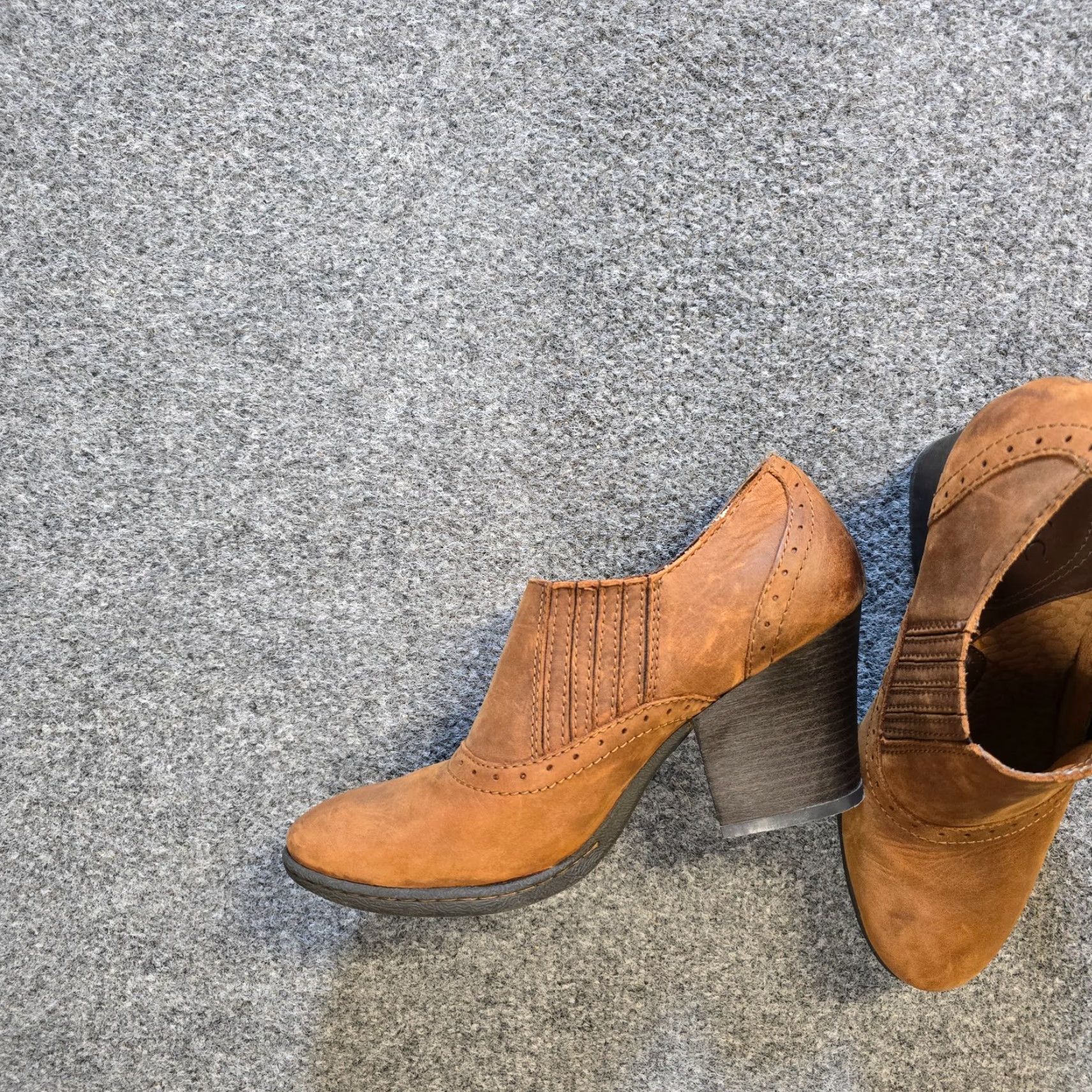 Vintage BOC Boots Women Size 8 Brown Leather Booties Short Ankle Heels Casual Bootie M Leather Rubber Size 30" / US 8 / IT 44 - 4 Thumbnail