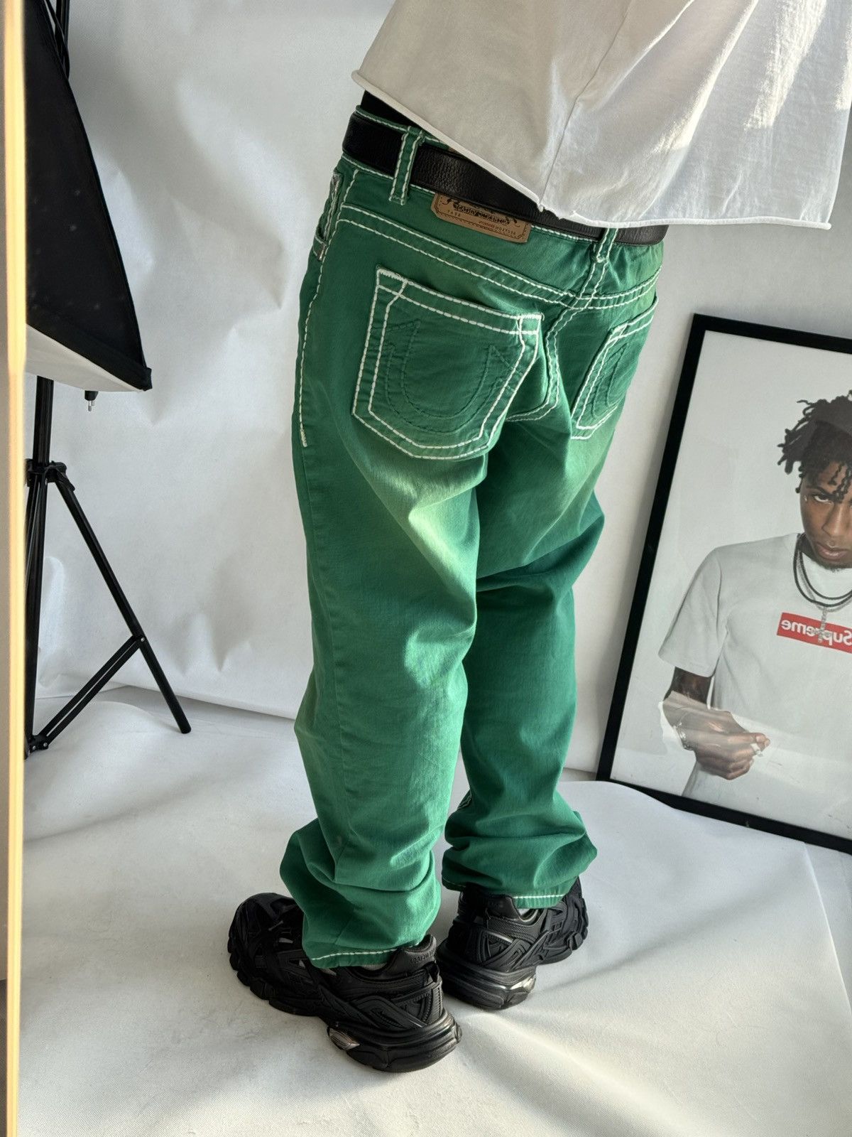True Religion Vintage Usa True Religion Washed Green Swag Denim Jeans Size US 33 - 13 Thumbnail