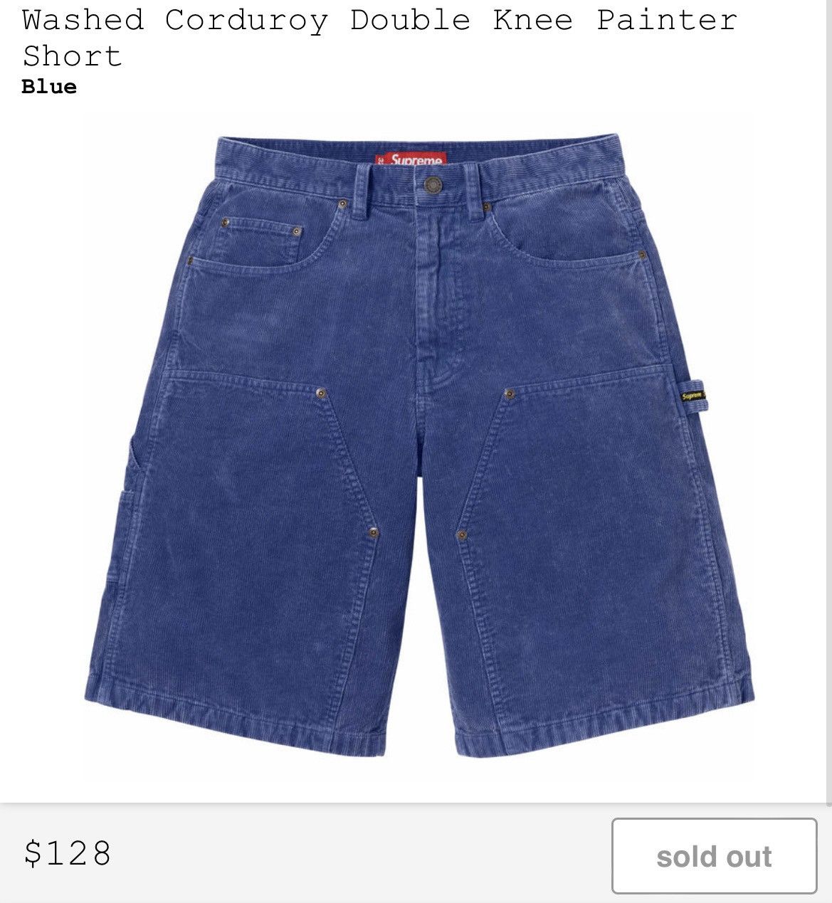 Supreme Washed corduroy double knee painter short 30 | Grailed