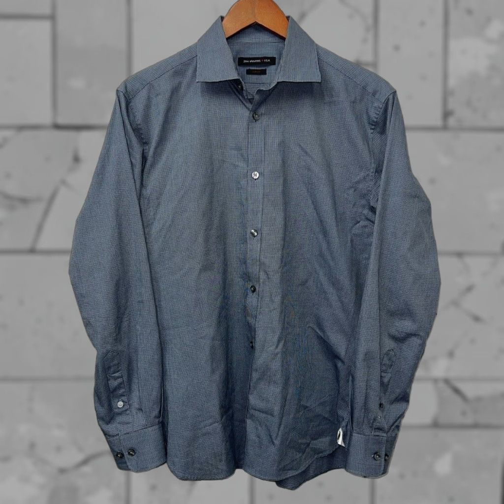 John Varvatos John Varvatos USA Slim Fit Blue Plaid Button-Up Shirt Mens Slim Fit Size 32 Color Blue 90s USA Mens Shirt Size US XS / EU 42 / 0 - 1 Thumbnail