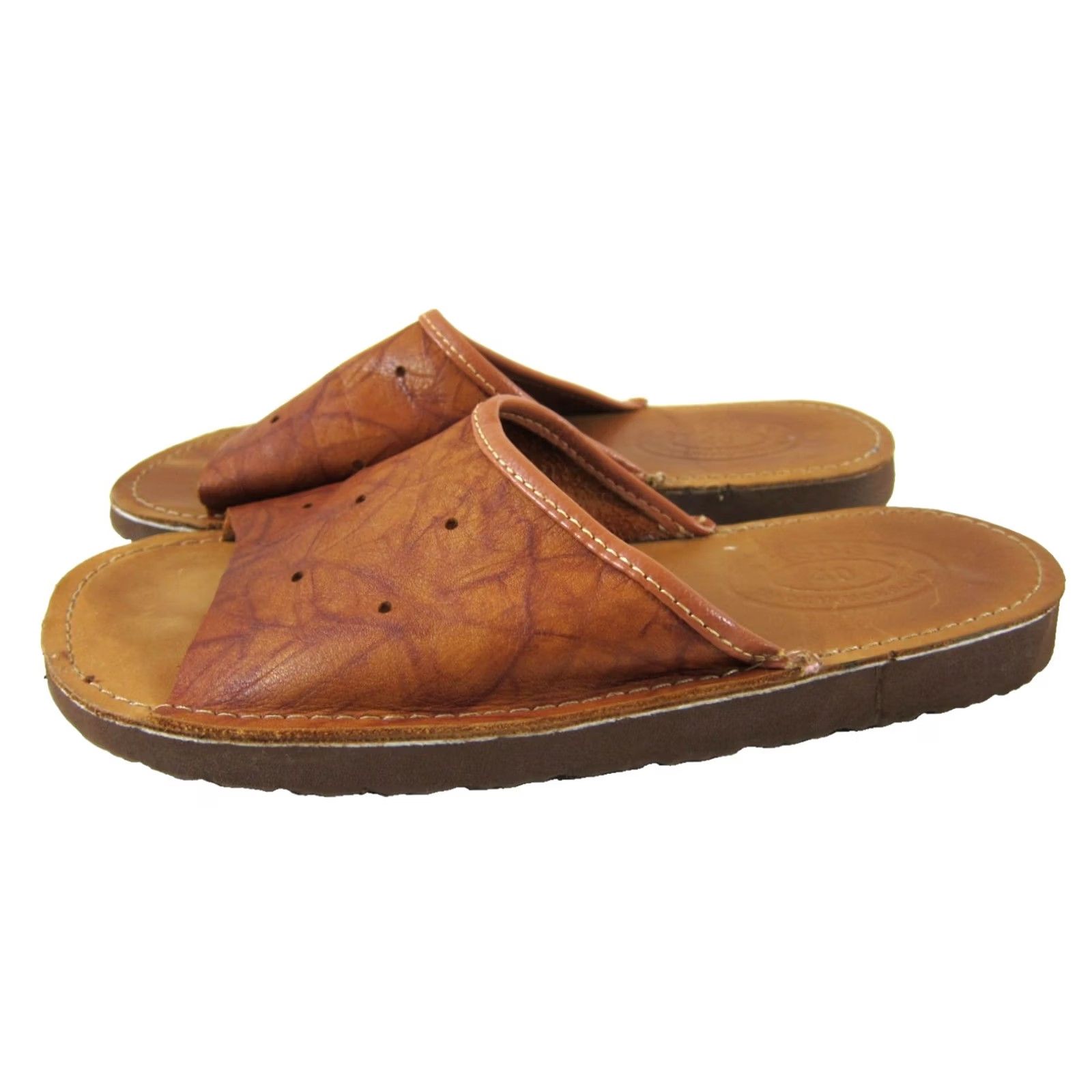 Vintage Vintage TSOG Made In Mongolia Tan Brown 100% Leather Slide Mule Sandal Size 40/9 Size US 9 / IT 39 - 3 Thumbnail
