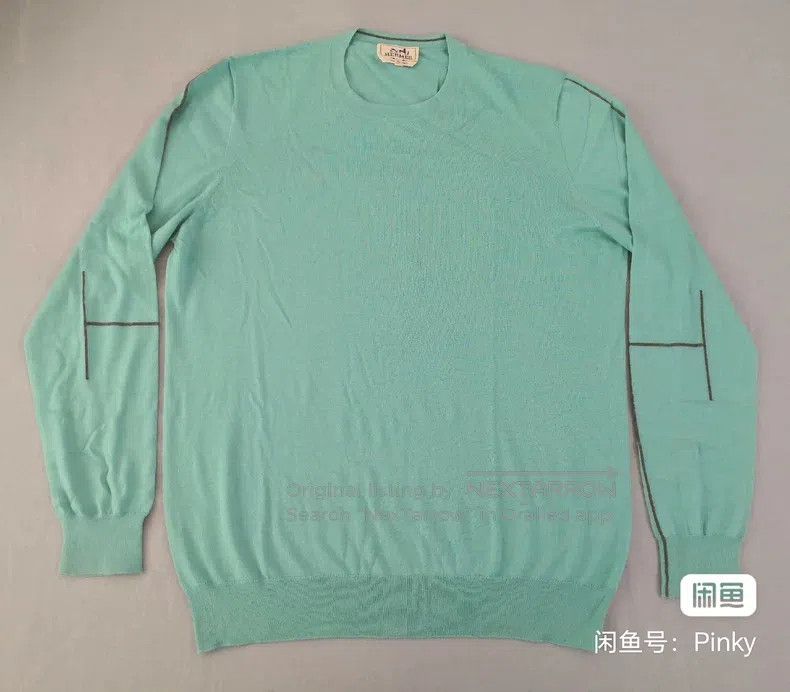 Hermes Hermes Cashmere sweater knit, mint blue, 80% cashmere + 20 Size US XL / EU 56 / 4 - 1 Thumbnail