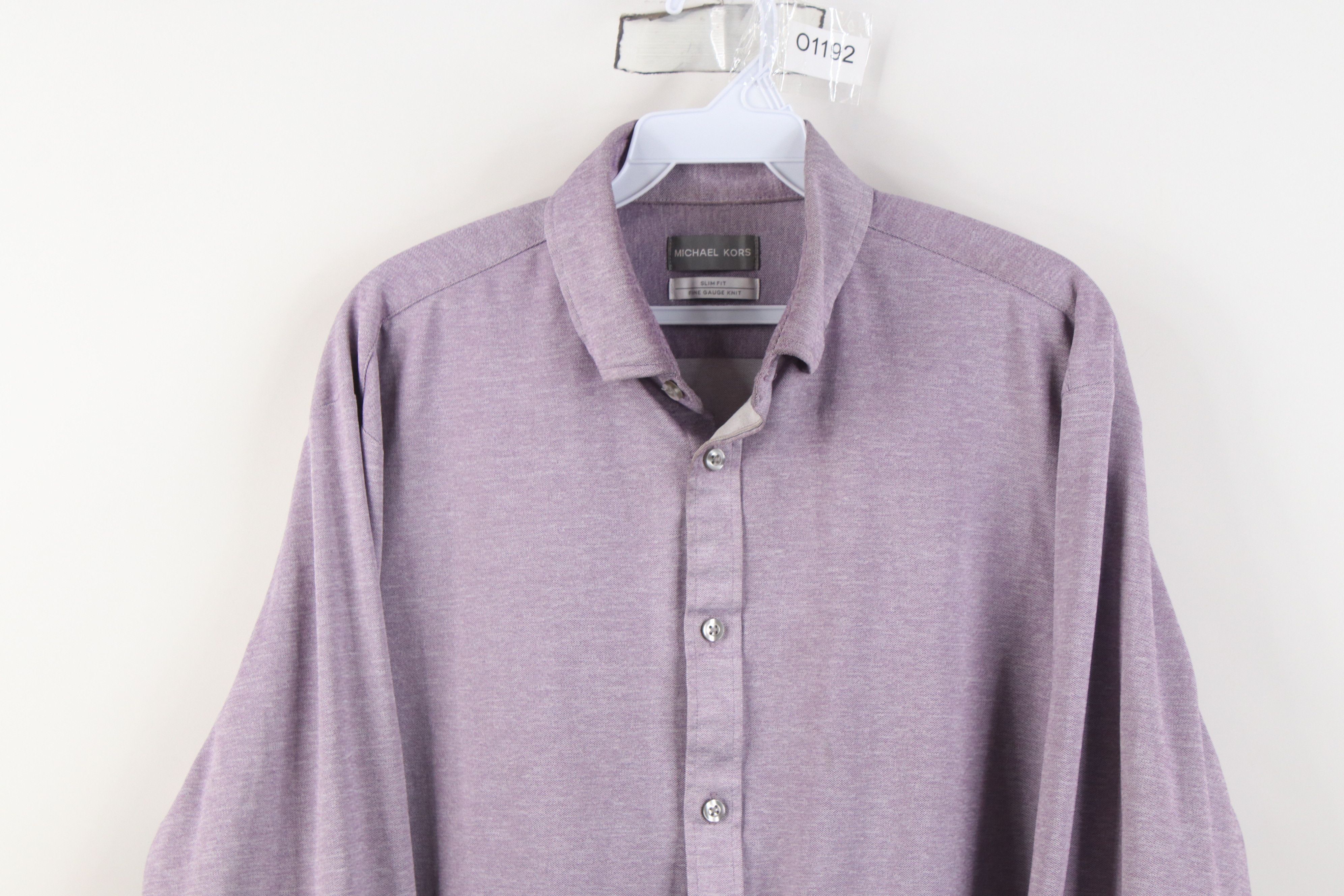 Michael Kors Michael Kors Fit Fine Gauge Knit Button Down Shirt Purple Size US L / EU 52-54 / 3 - 2 Thumbnail