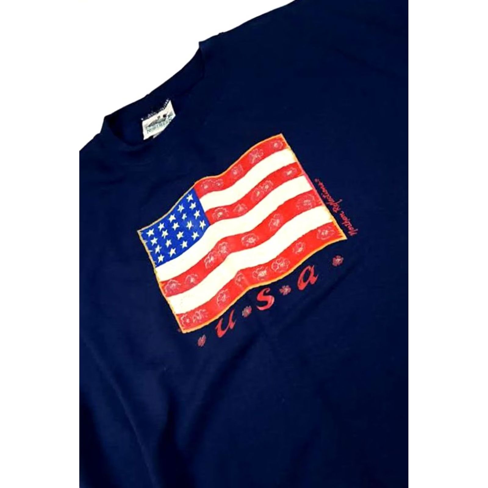 Northern Reflections Northern Reflections USA Flag Puffy Print Navy Sweatshirt L Men Regular Pullover Blue Canvas All Seasons Size US L / EU 52-54 / 3 - 4 Thumbnail