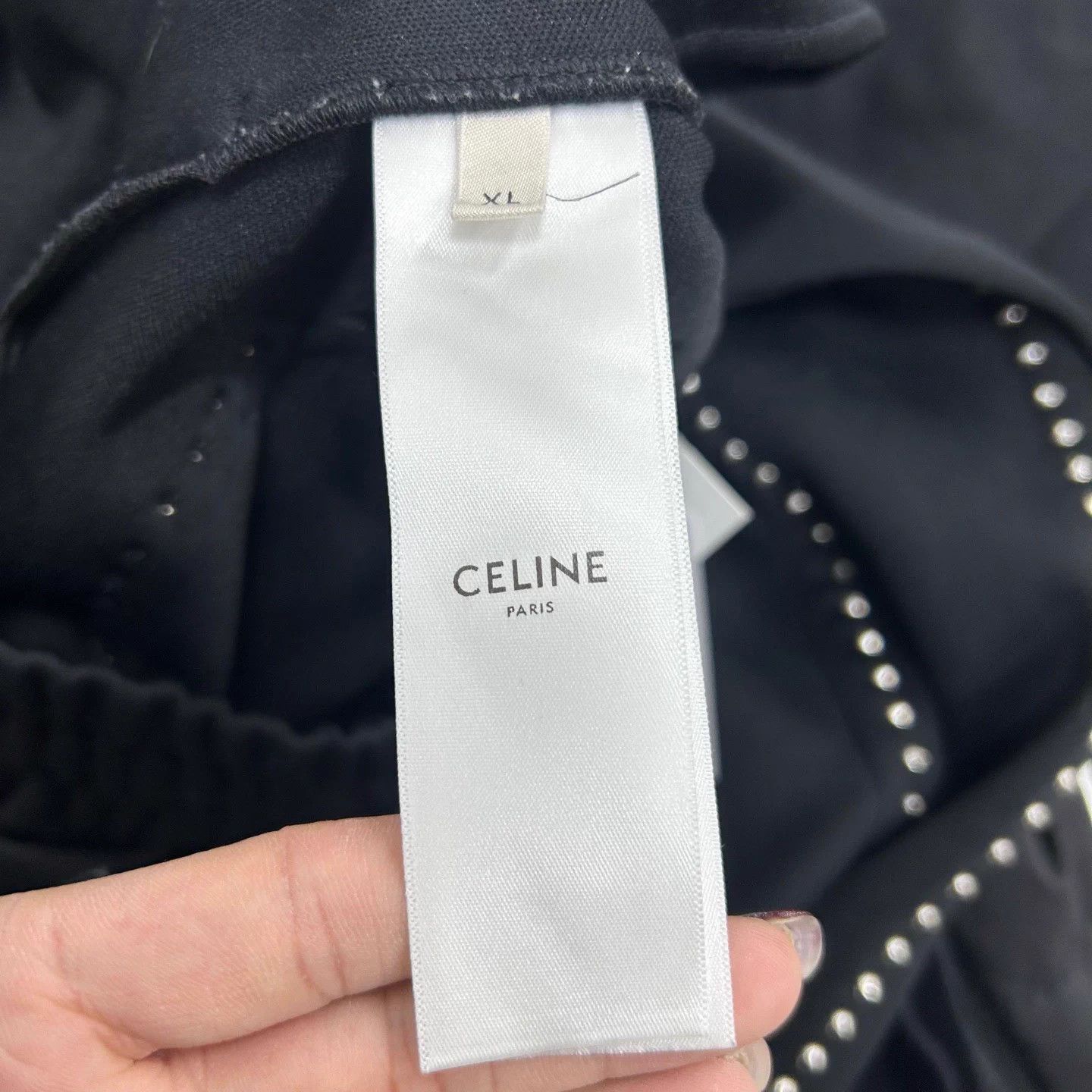 Celine Celine black stud drawstring pants XL Size 32" / US 10 / IT 46 - 4 Thumbnail