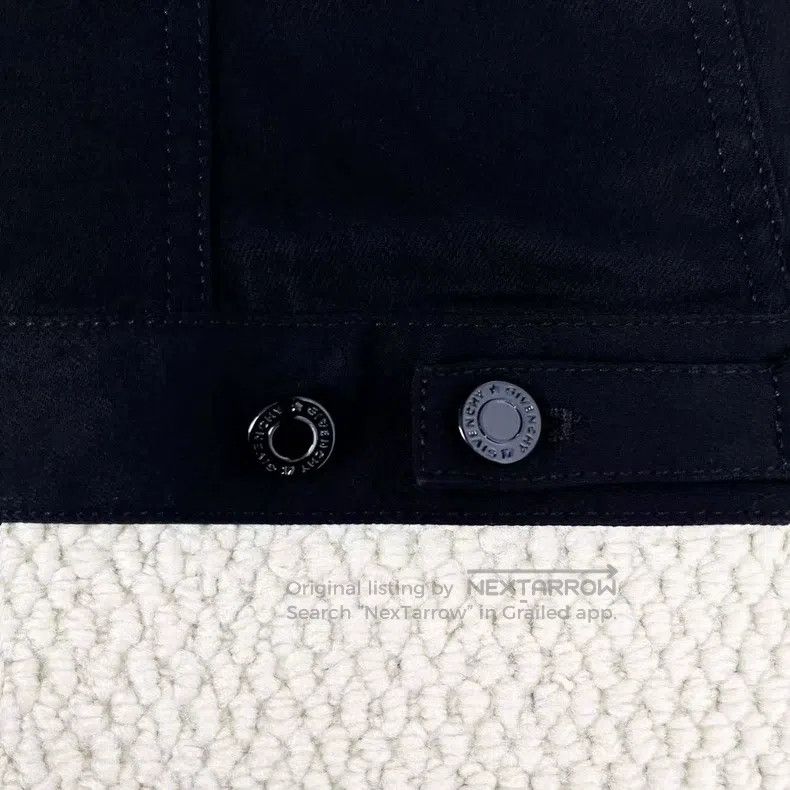 Givenchy Givenchy Black Leather Sleeve Button Logo Denim Jacket Size XS / US 0-2 / IT 36-38 - 4 Thumbnail