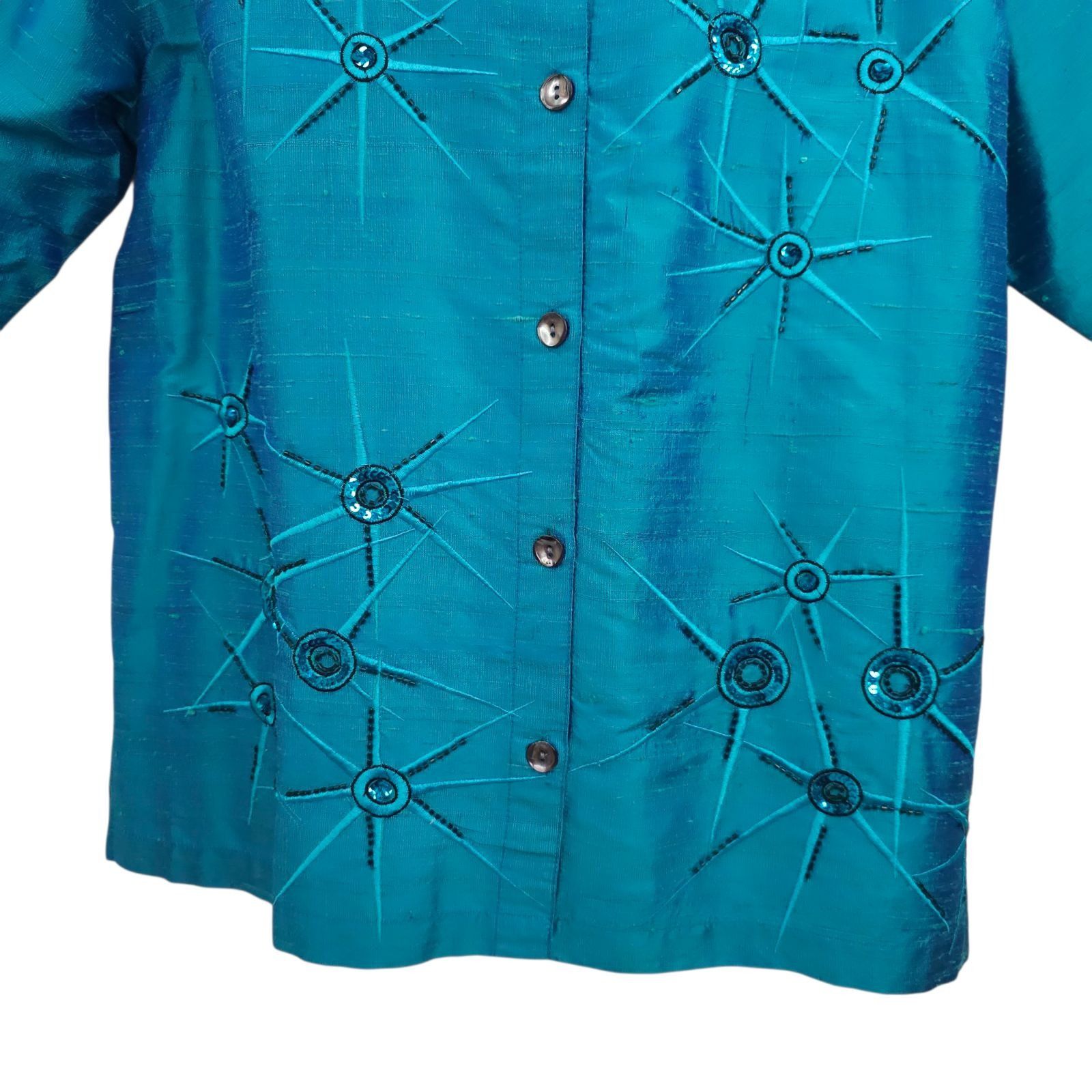 Other Bleu Bayou Silk Shirt L Starburst Sequin Cyber Y2K Whimsy Size L / US 10 / IT 46 - 11 Thumbnail