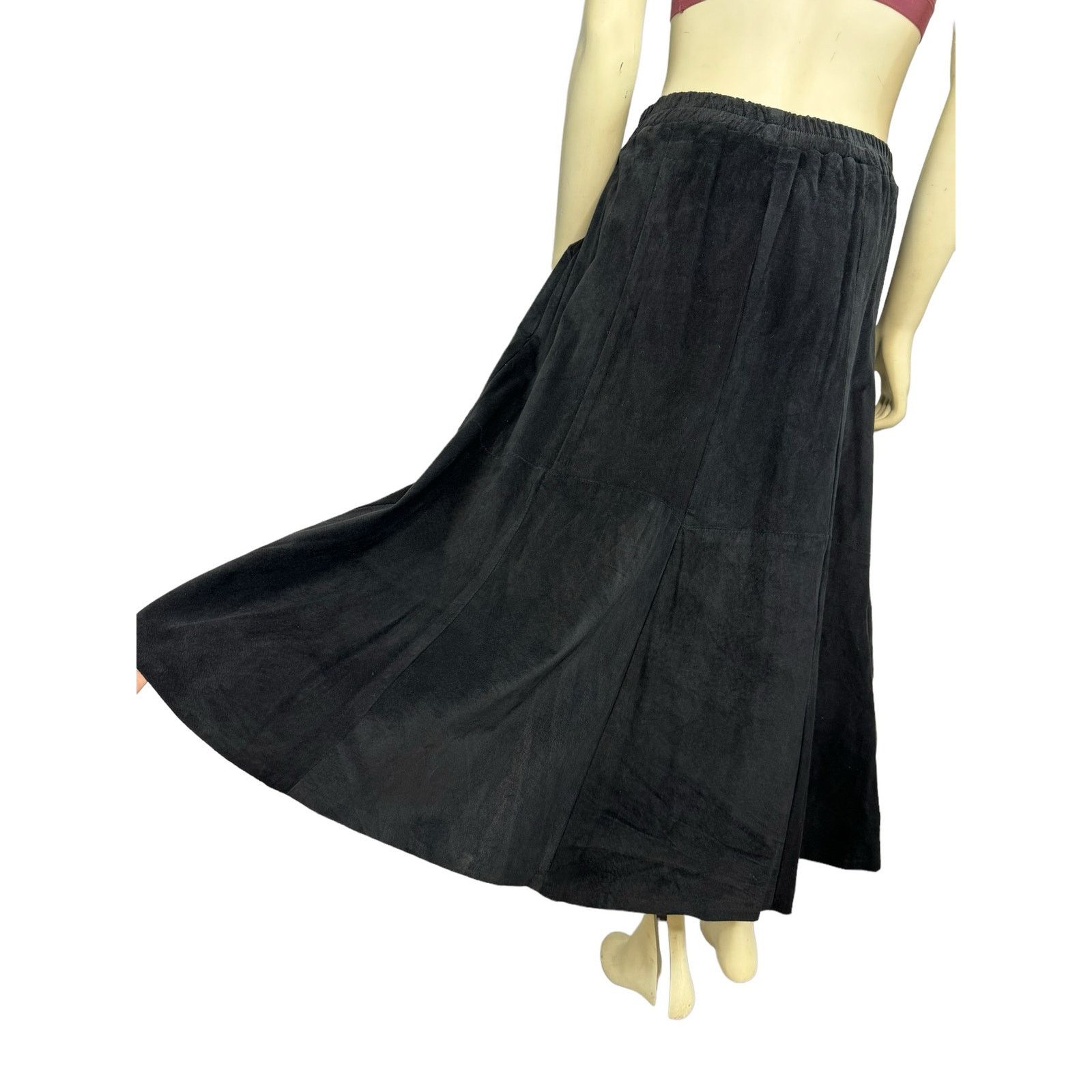 VTG Saks Fifth Avenue Patchwork Suede leather maxi Skirt L