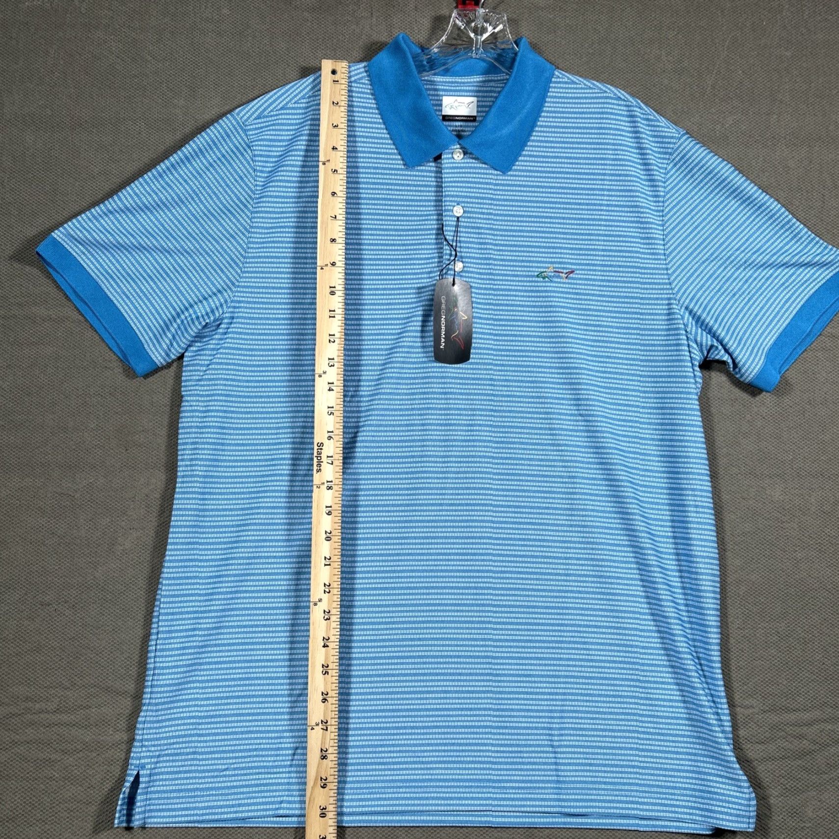 Vintage Greg Norman Polo Shirt Mens Large Blue Golf Performance Stretch New Size US L / EU 52-54 / 3 - 7 Thumbnail