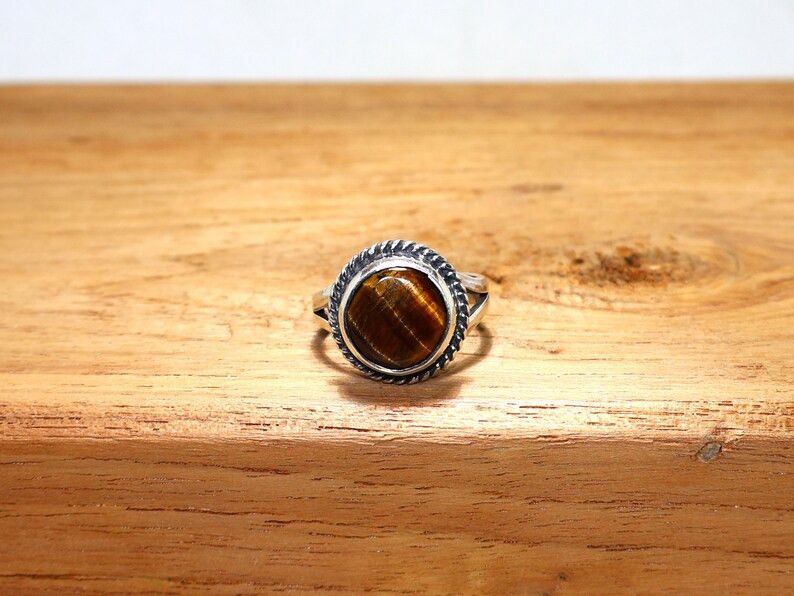 Handmade Handmade Tiger Eye Ring: Sterling Silver Promise Ring, Gift Size ONE SIZE - 2 Thumbnail