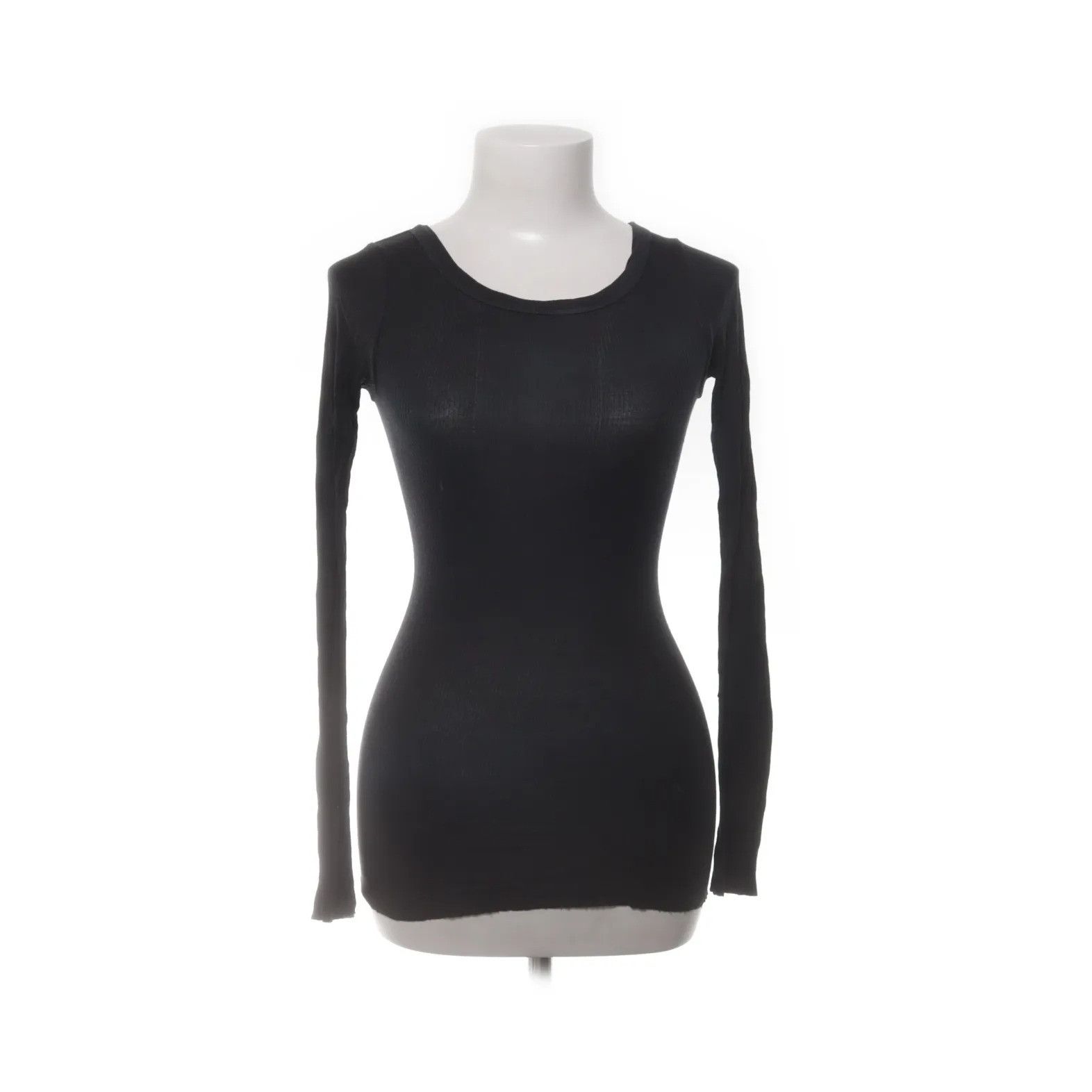 Enza Costa Ribbed Long Sleeve Top, Black Size XS / US 0-2 / IT 36-38 - 1 Thumbnail