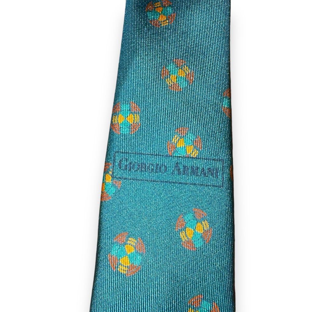 Giorgio Armani 80s Giorgio Armani Teal Medallion Handmade in Italy 100% Sil Size ONE SIZE - 5 Thumbnail