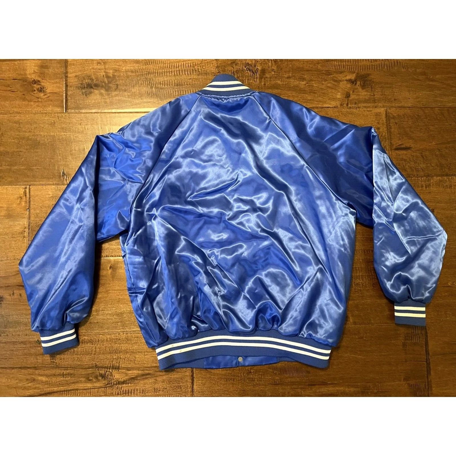 Vintage VINTAGE AT&T Made in USA Phone Cable Satin Snap Button Bomber Jacket Men's XL Blue Satin Snap Button Shirt Coat? Size US XL / EU 56 / 4 - 3 Thumbnail