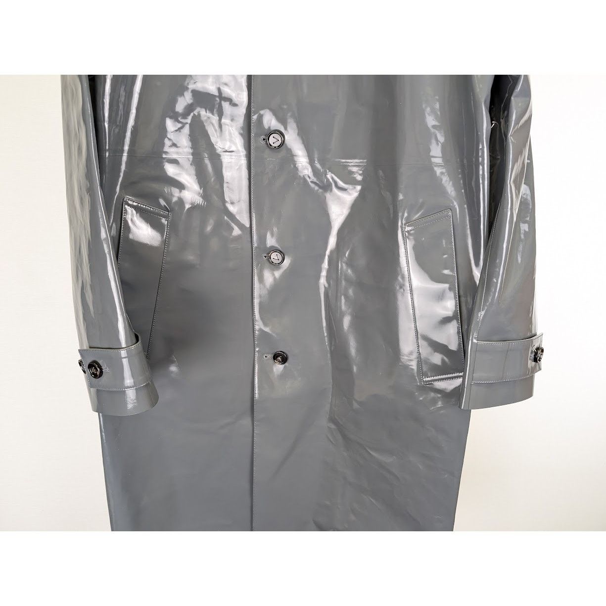Bottega Veneta o1rshd1 High Shine Leather Calf Coat in Black-Graphite Size XS / US 0-2 / IT 36-38 - 5 Thumbnail