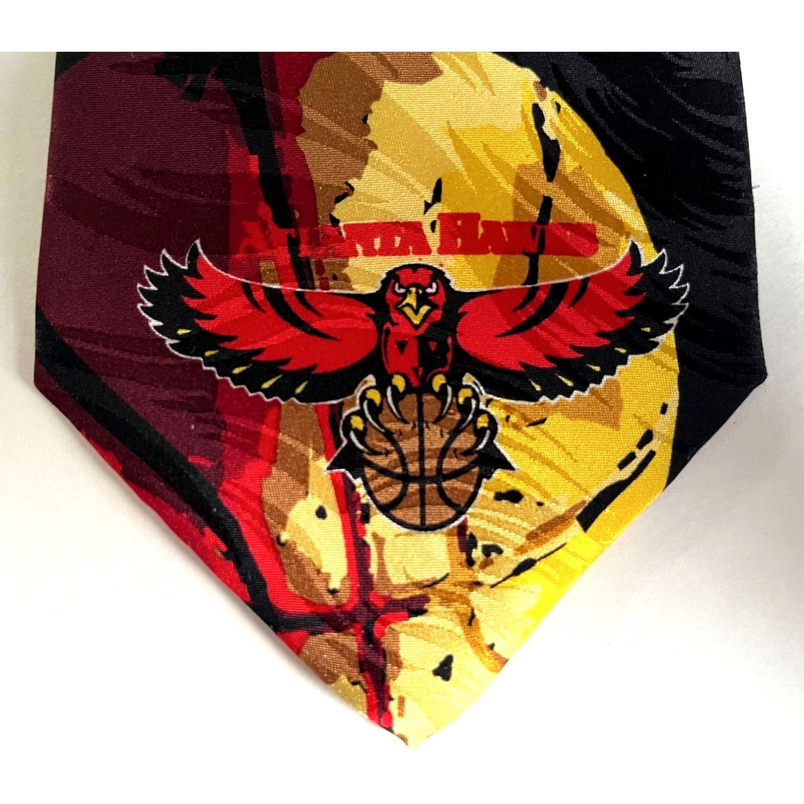 NBA NOS Vintage 90s NBA Atlanta Hawks Silk Tie RM Sport Ralph Marlin Made in USA Size ONE SIZE - 5 Thumbnail