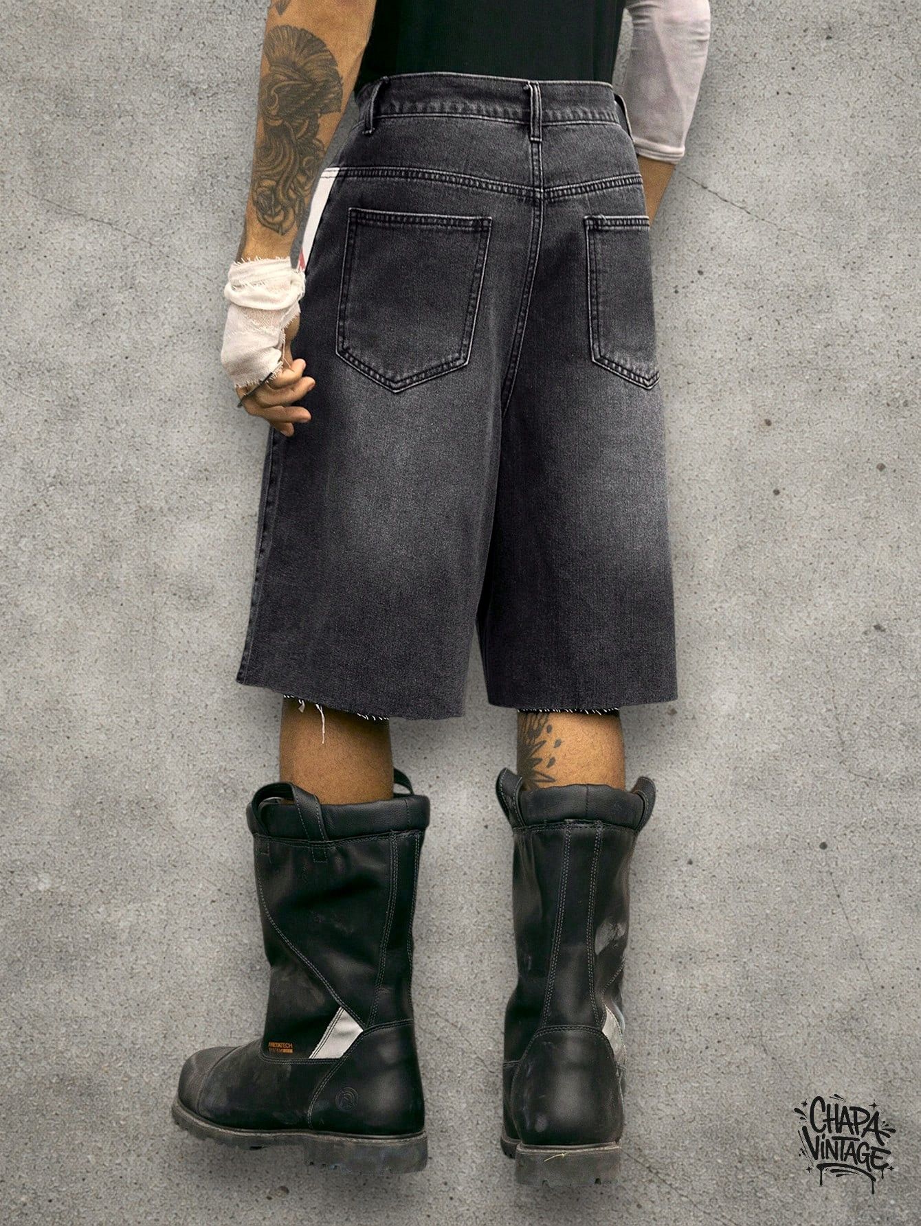 Japanese Brand Distressed gray denim shorts Size US 32 / EU 48 - 4 Thumbnail