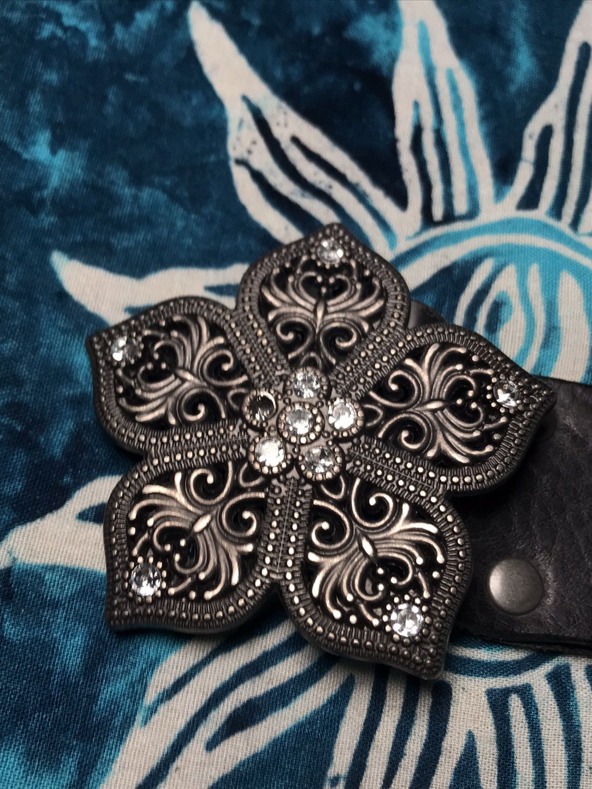 Other Y2K Avant Garde Flowers Leather Belt Oasis Size 26 - 6 Thumbnail