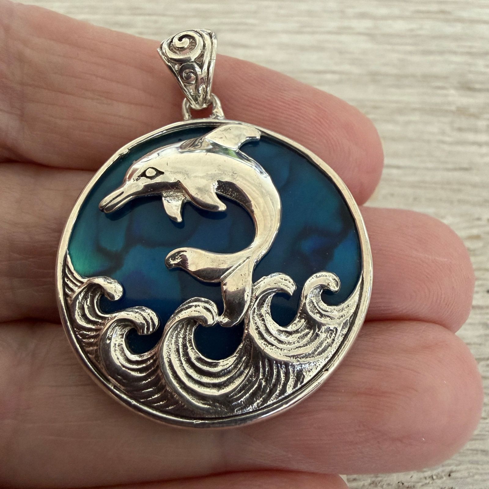 Other Sterling Silver Abalone Dolphin Pendant Size ONE SIZE - 3 Thumbnail