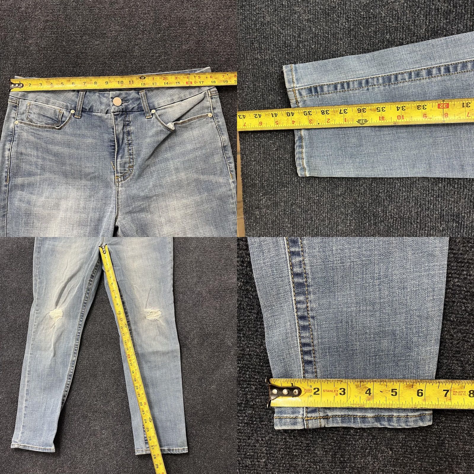 Vintage Seven7 Jeans Womens 16 Light Wash Distressed Skinny Stretch Blue Denim Pants Size 38" / US 16 / IT 52 - 8 Thumbnail