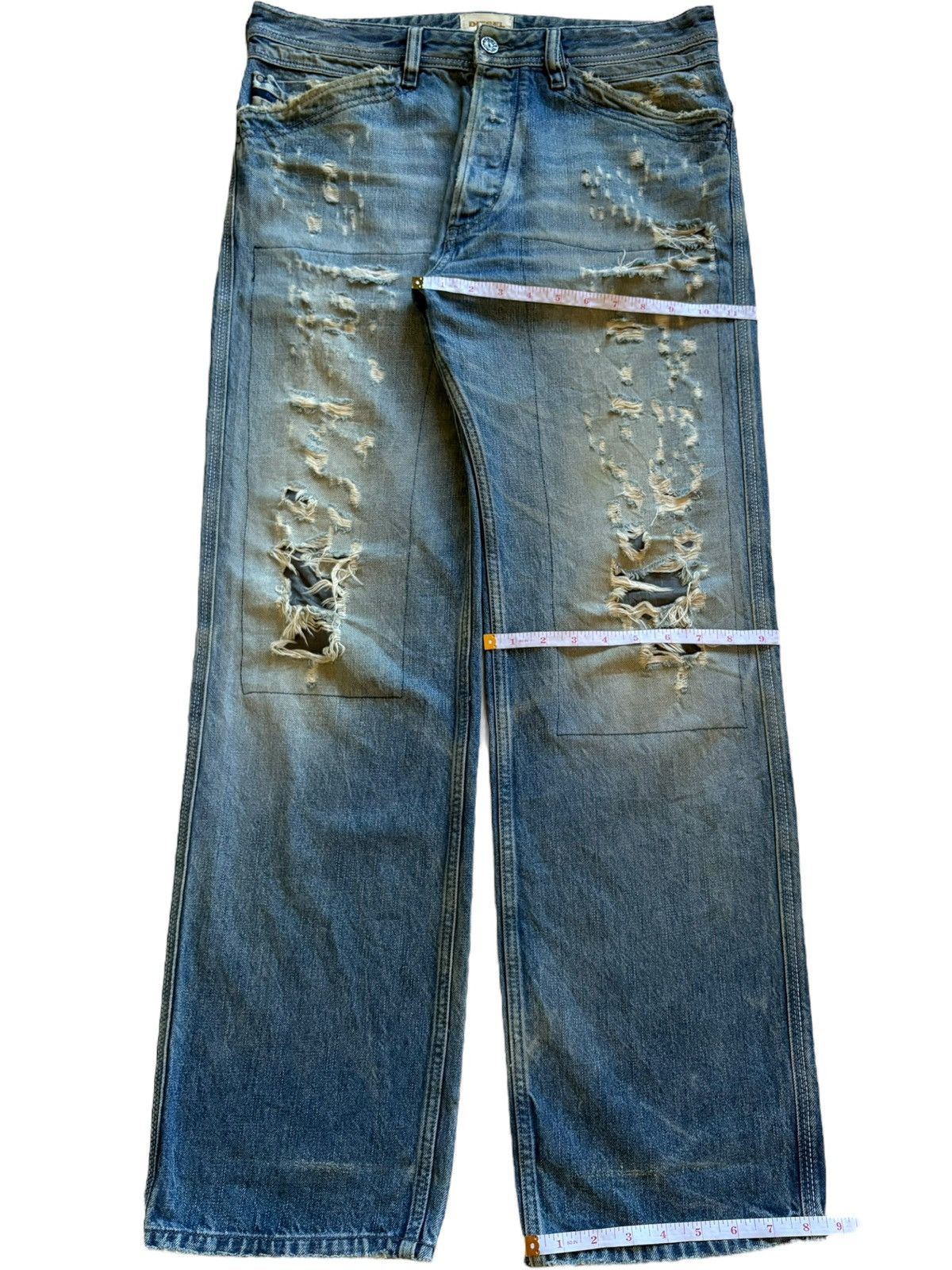 Diesel Vintage Diesel Faded Blue Wash Distressed Baggy Jeans Size US 34 / EU 50 - 14 Thumbnail