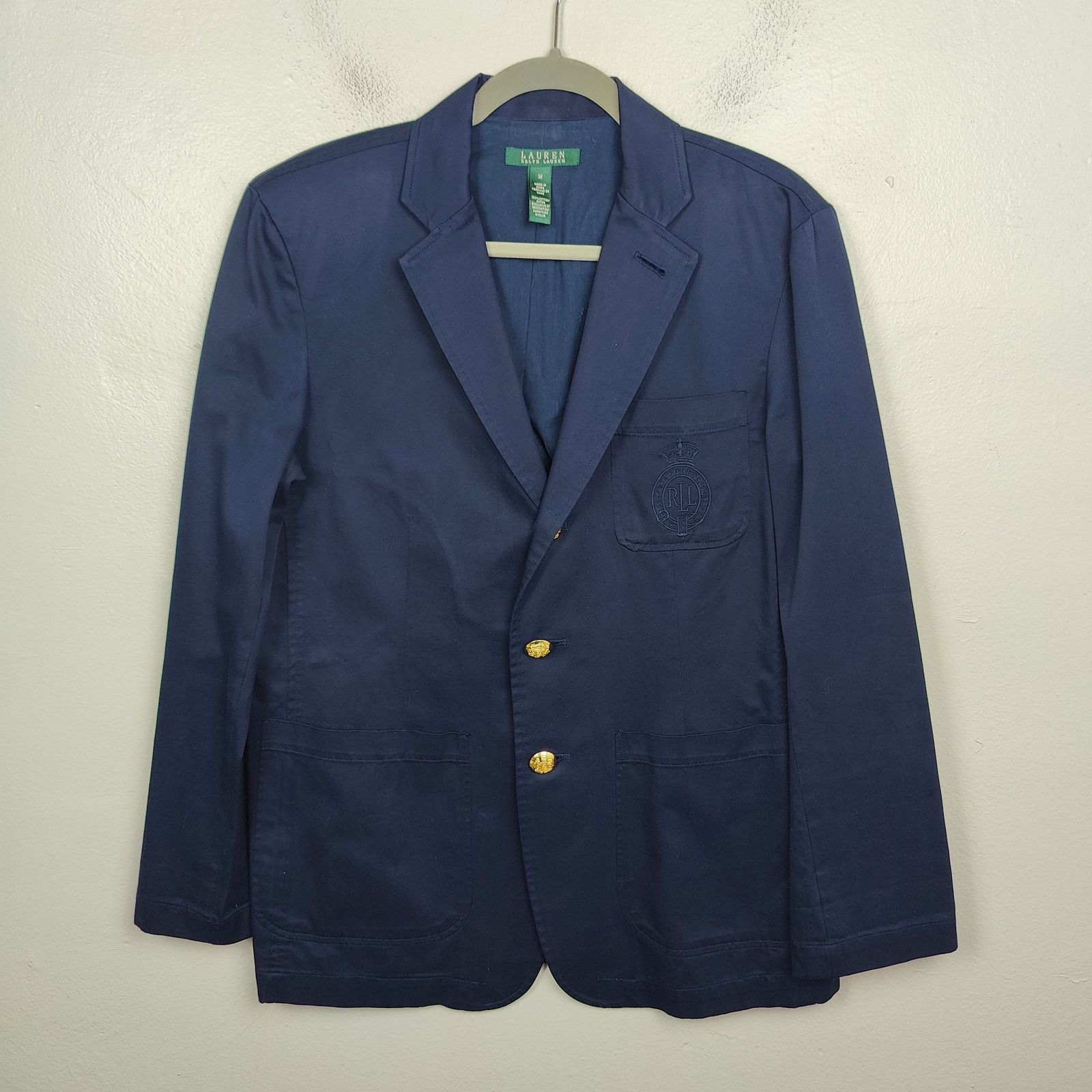 Ralph Lauren Vintage 90s Lauren Ralph Lauren Blazer Mens Medium Navy Blue Size 40R - 1 Thumbnail