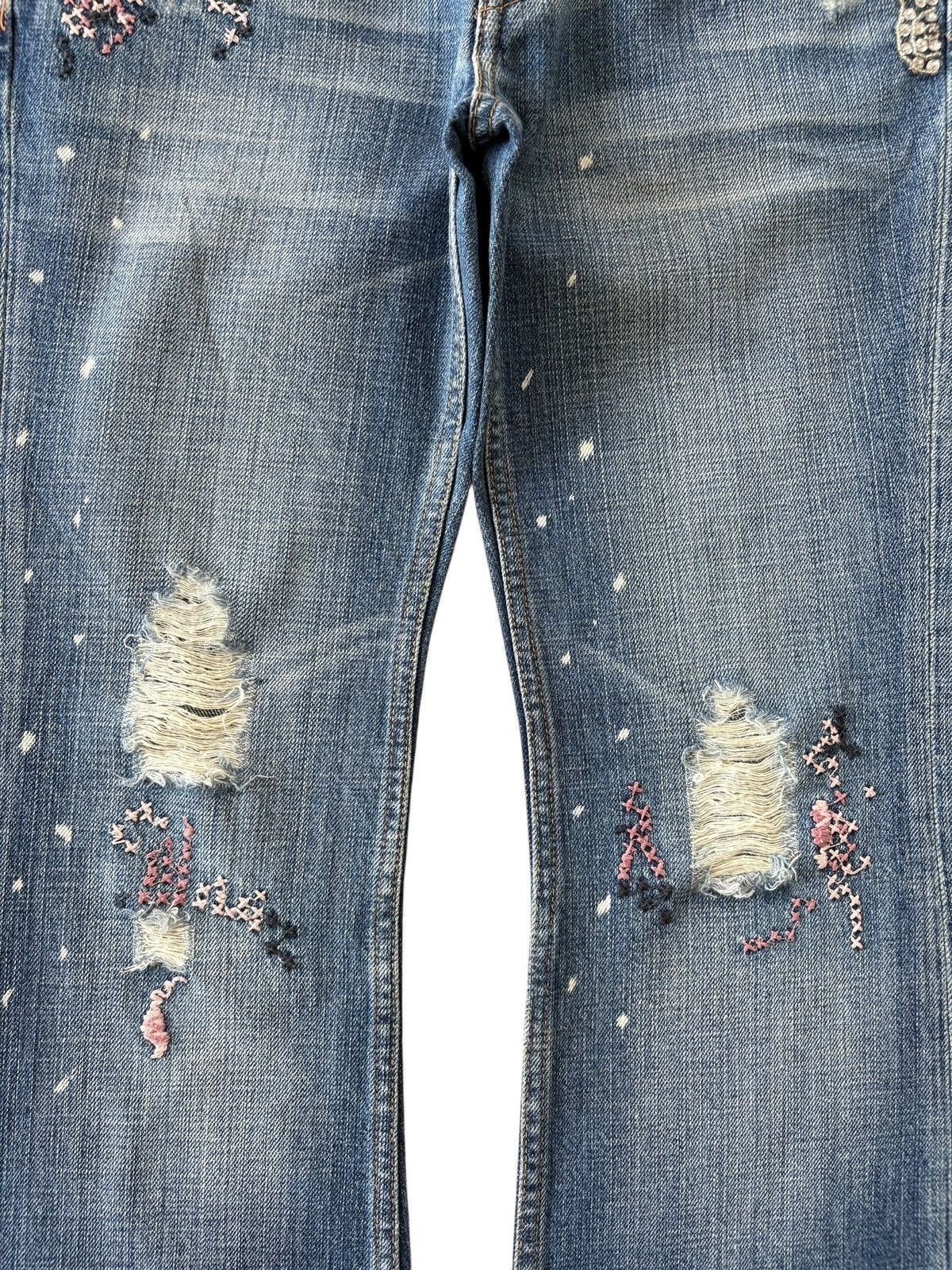 Levi's Vintage 90s Levis 553 Flare Rare Design Distressed Jeans Size 32" / US 10 / IT 46 - 5 Thumbnail
