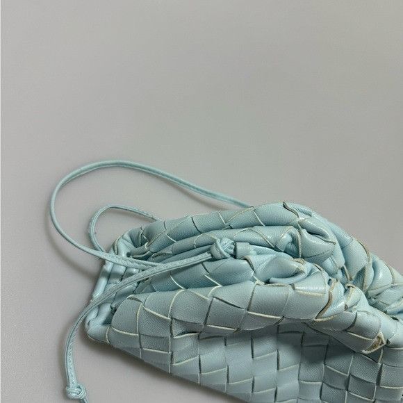 Bottega Veneta Bottega Veneta Mini Intrecciato Leather Pouch Clutch Pale Bl Size ONE SIZE - 3 Thumbnail