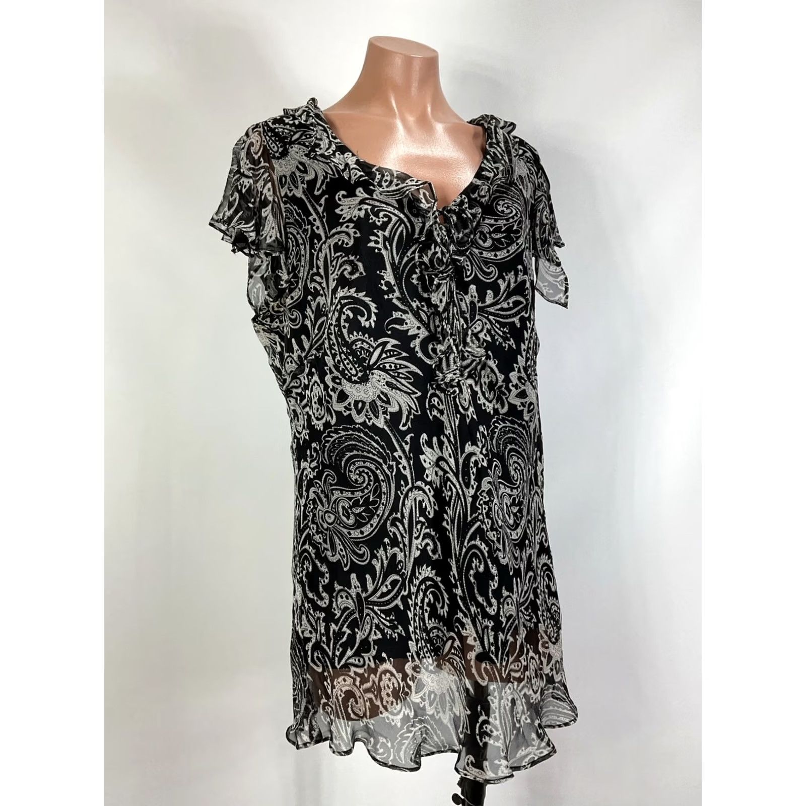 Vintage VINTAGE VISION APPAREL Blouse Womens 2X VTG Silk Floral Paisley Lace Sleeveless PLUS Size XXL / US 16-18 / IT 52-54 - 3 Thumbnail