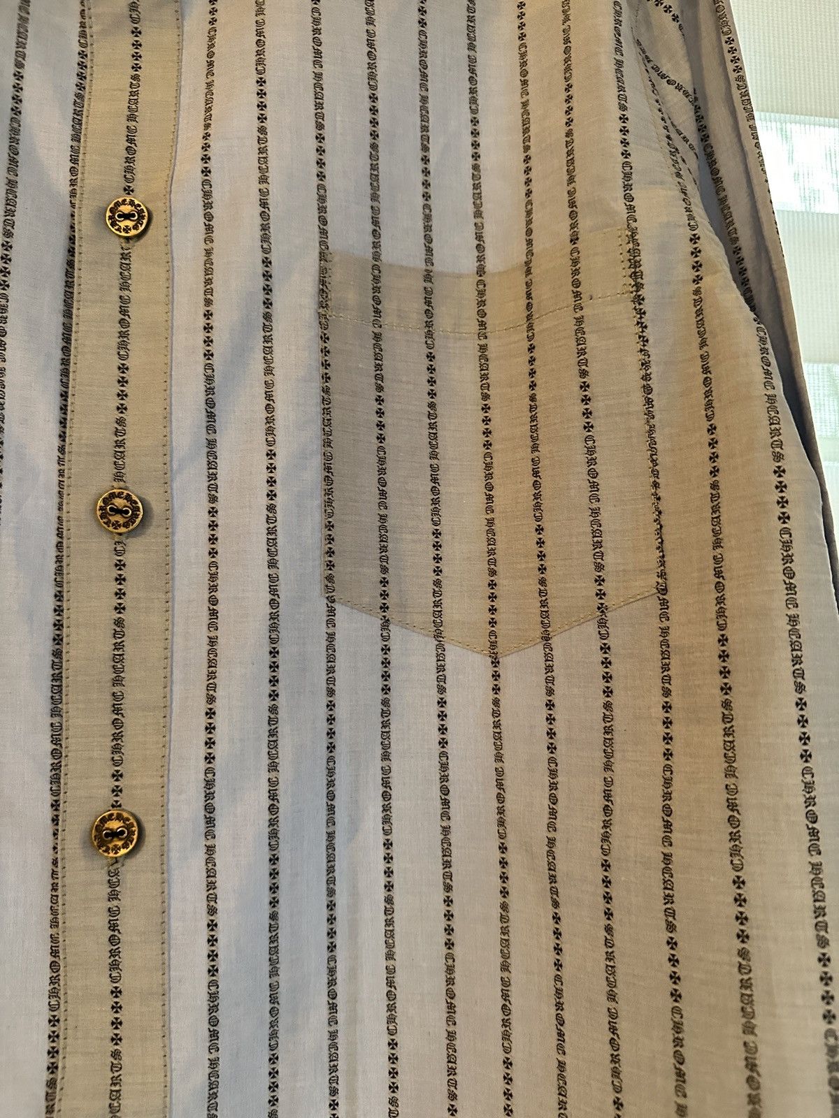 Chrome Hearts Chrome Hearts Pinstripe Botton Shirt Size US XL / EU 56 / 4 - 9 Thumbnail